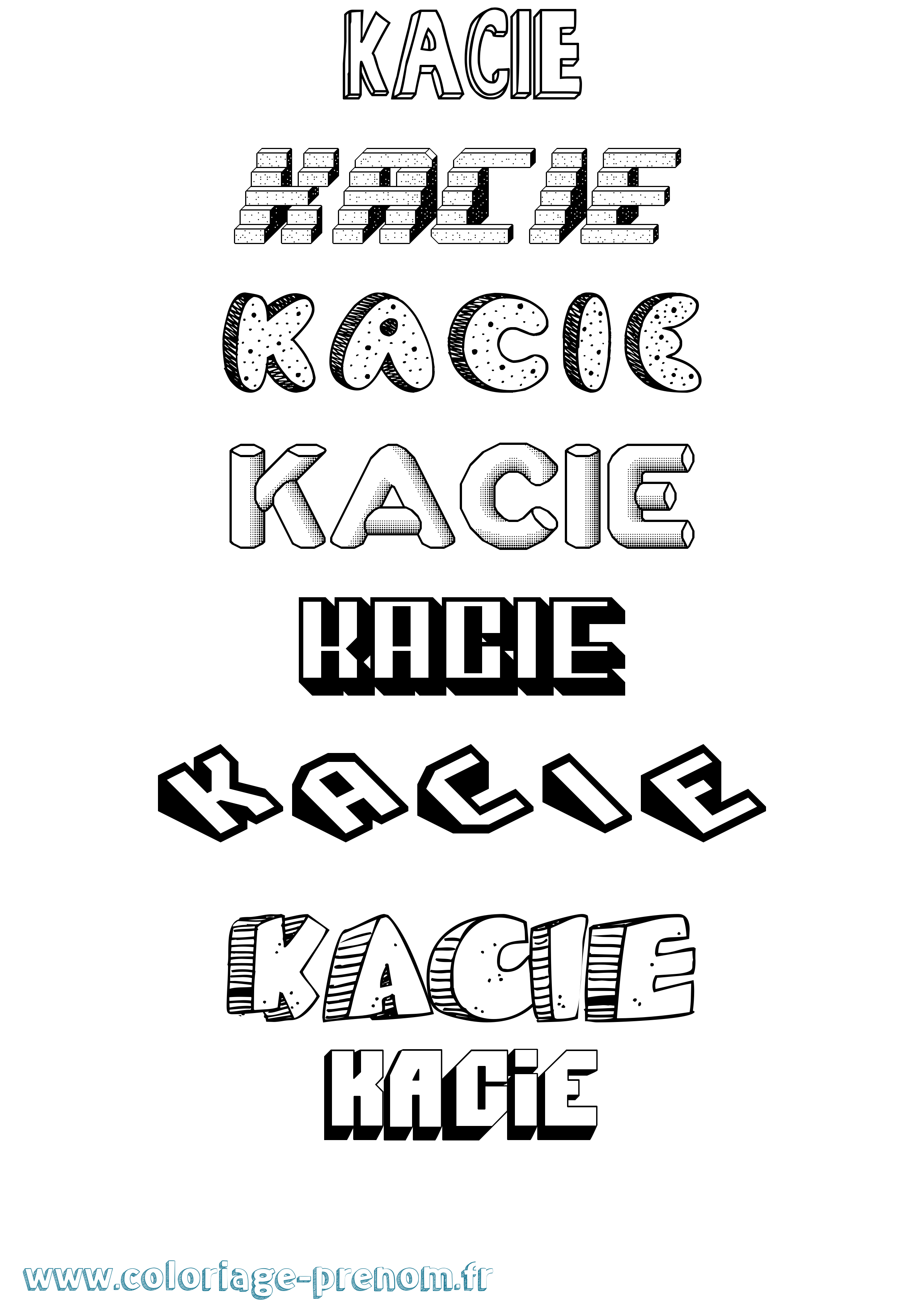 Coloriage Kacie Effet 3D Coloriage prénom Kacie Effet 3D