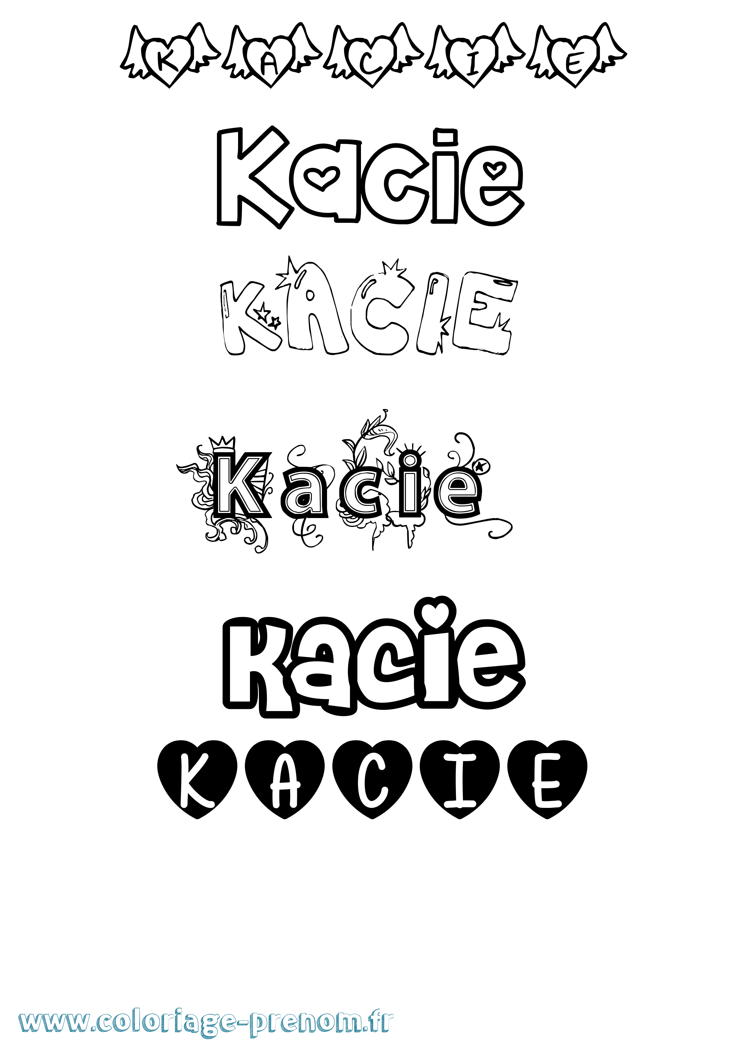 Coloriage Kacie Girly Coloriage prénom Kacie Girly