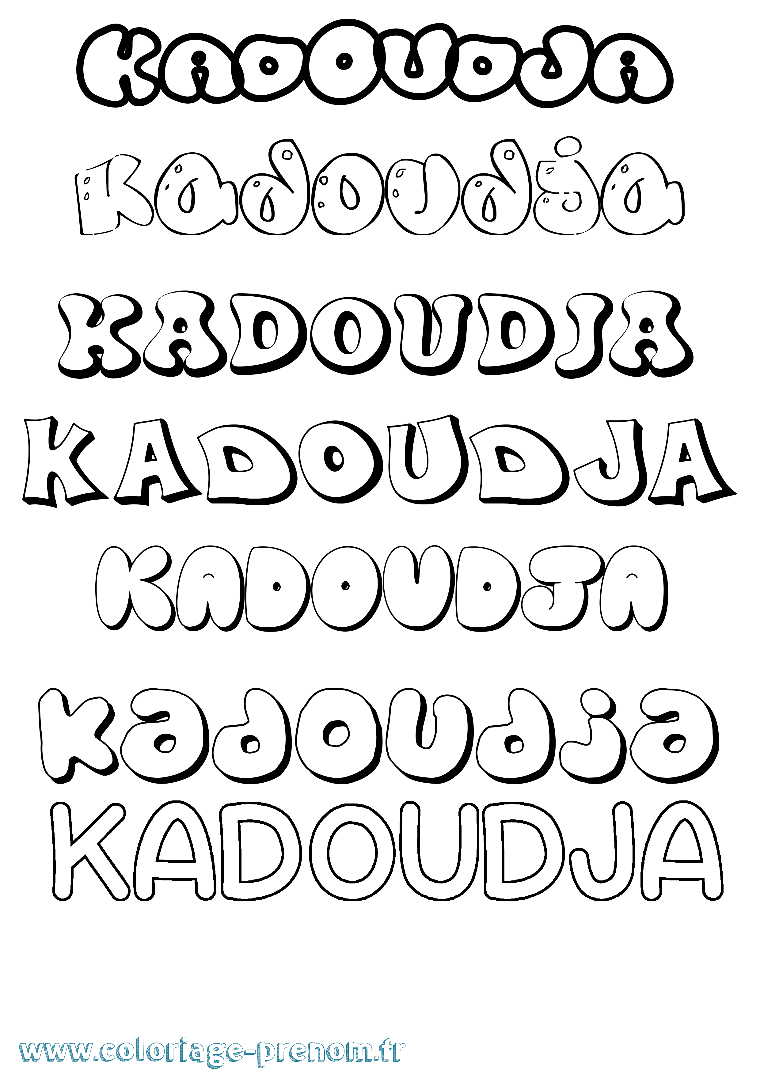 Coloriage Kadoudja Bubble Coloriage prénom Kadoudja Bubble