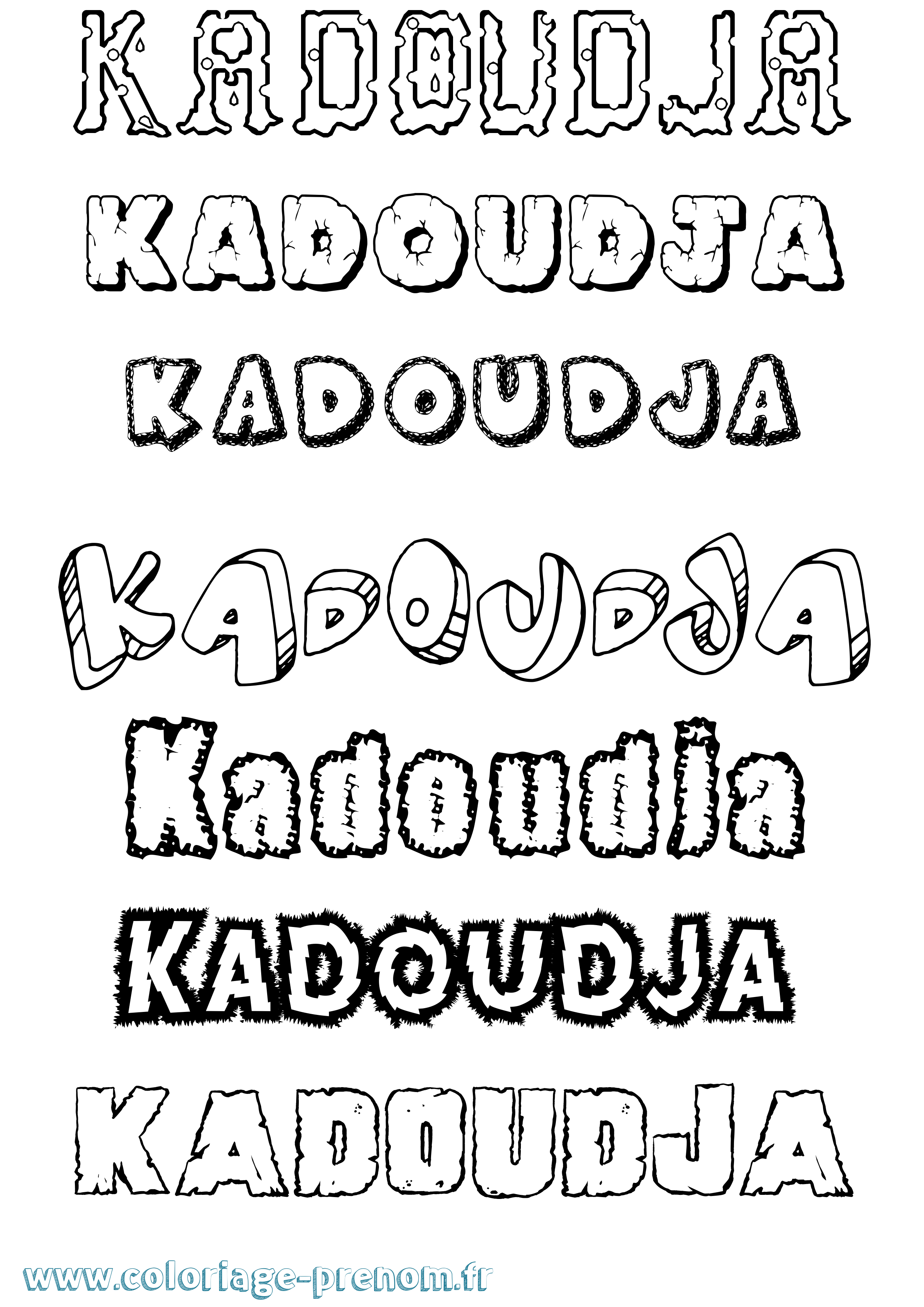 Coloriage Kadoudja Destructuré Coloriage prénom Kadoudja Destructuré