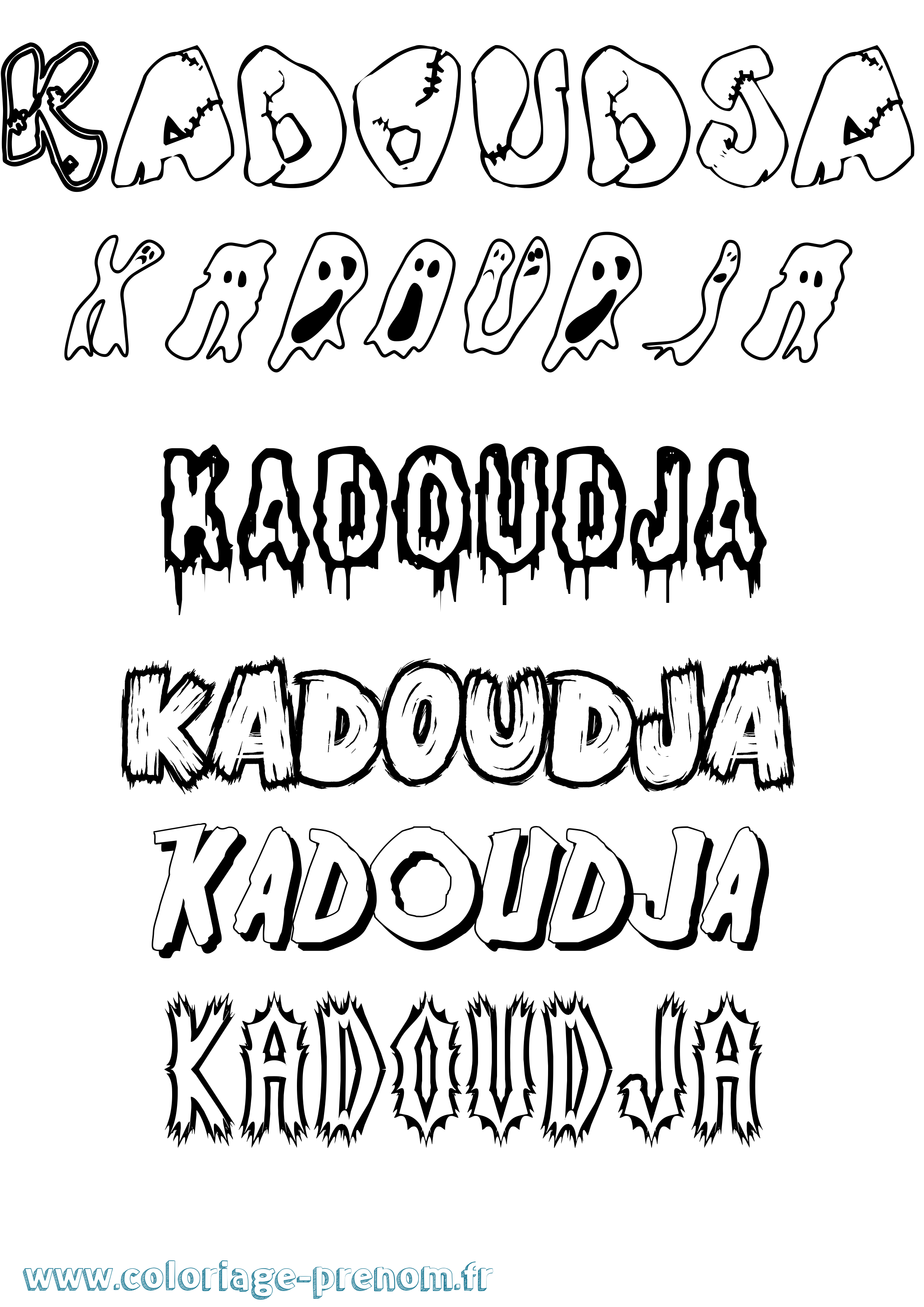 Coloriage Kadoudja Frisson Coloriage prénom Kadoudja Frisson