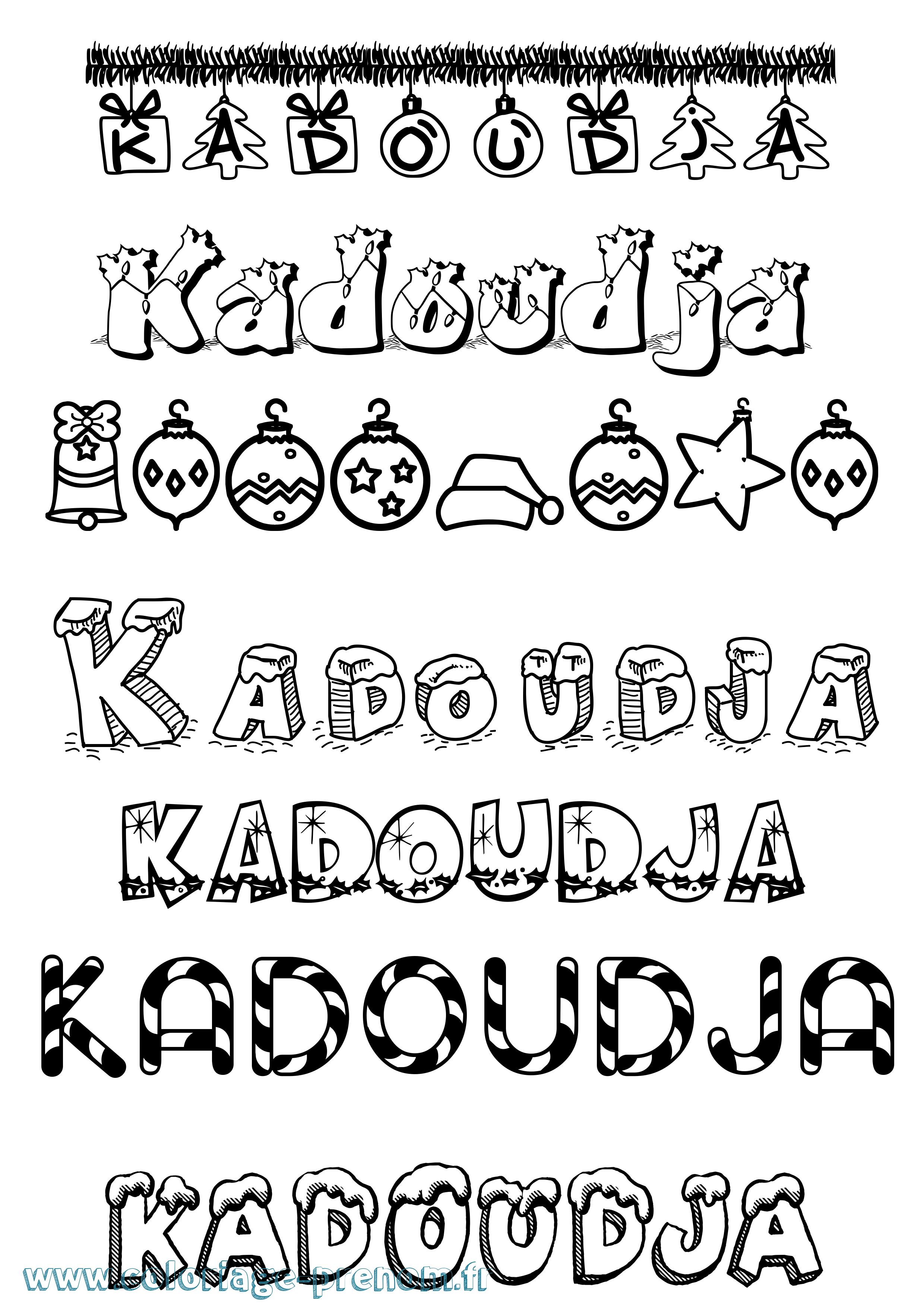 Coloriage Kadoudja Noël Coloriage prénom Kadoudja Noël