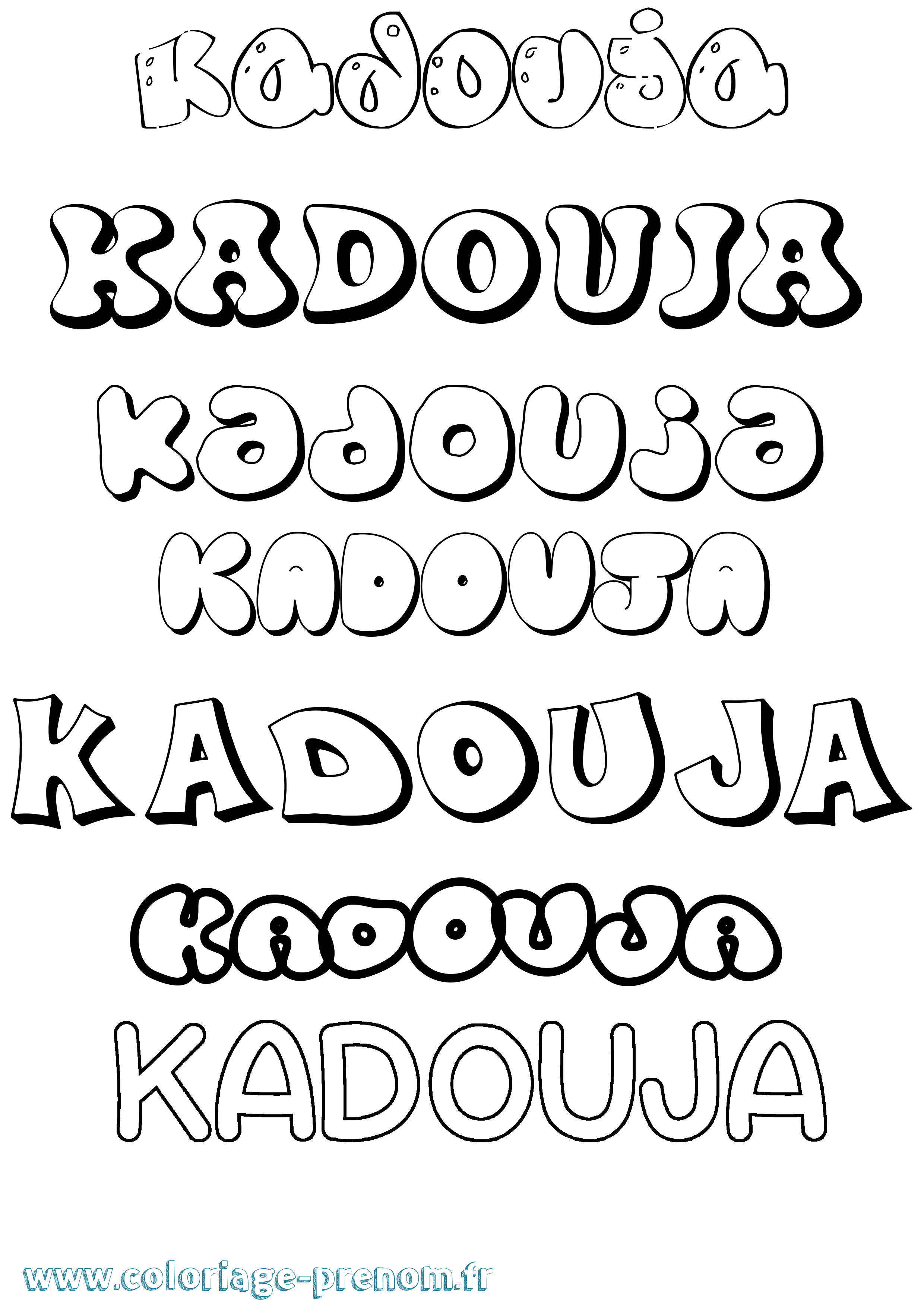 Coloriage Kadouja Bubble Coloriage prénom Kadouja Bubble