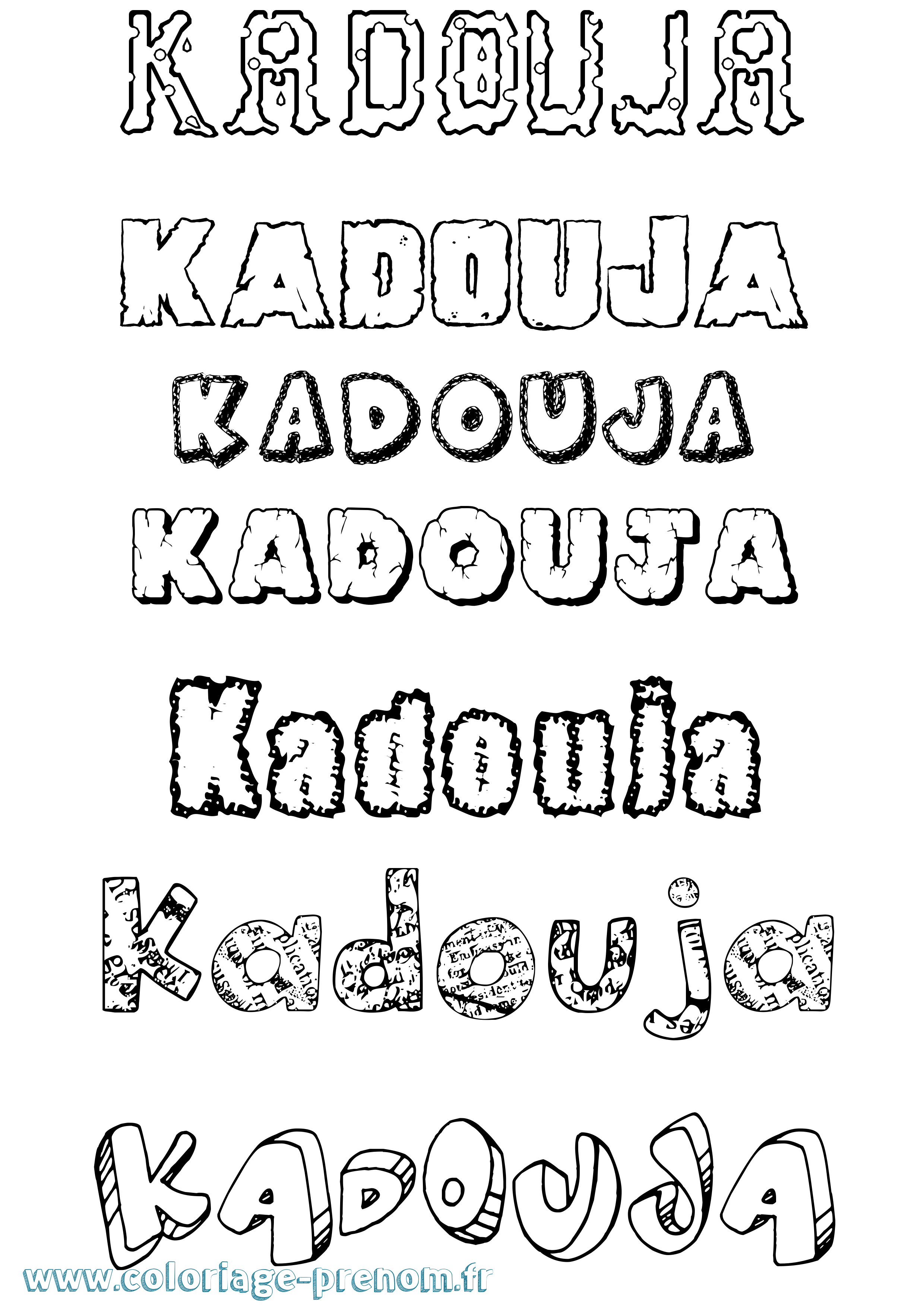 Coloriage Kadouja Destructuré Coloriage prénom Kadouja Destructuré
