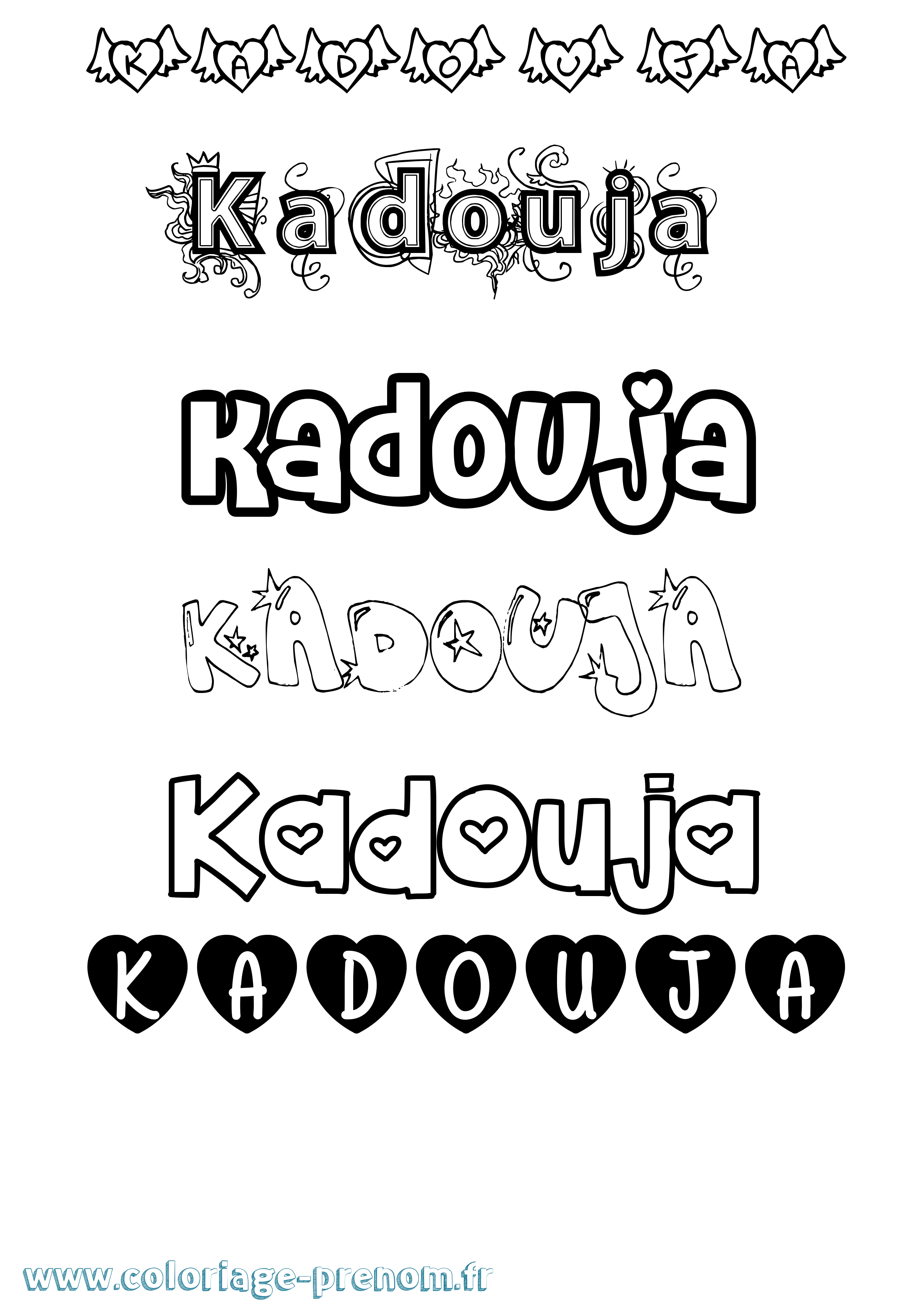 Coloriage Kadouja Girly Coloriage prénom Kadouja Girly