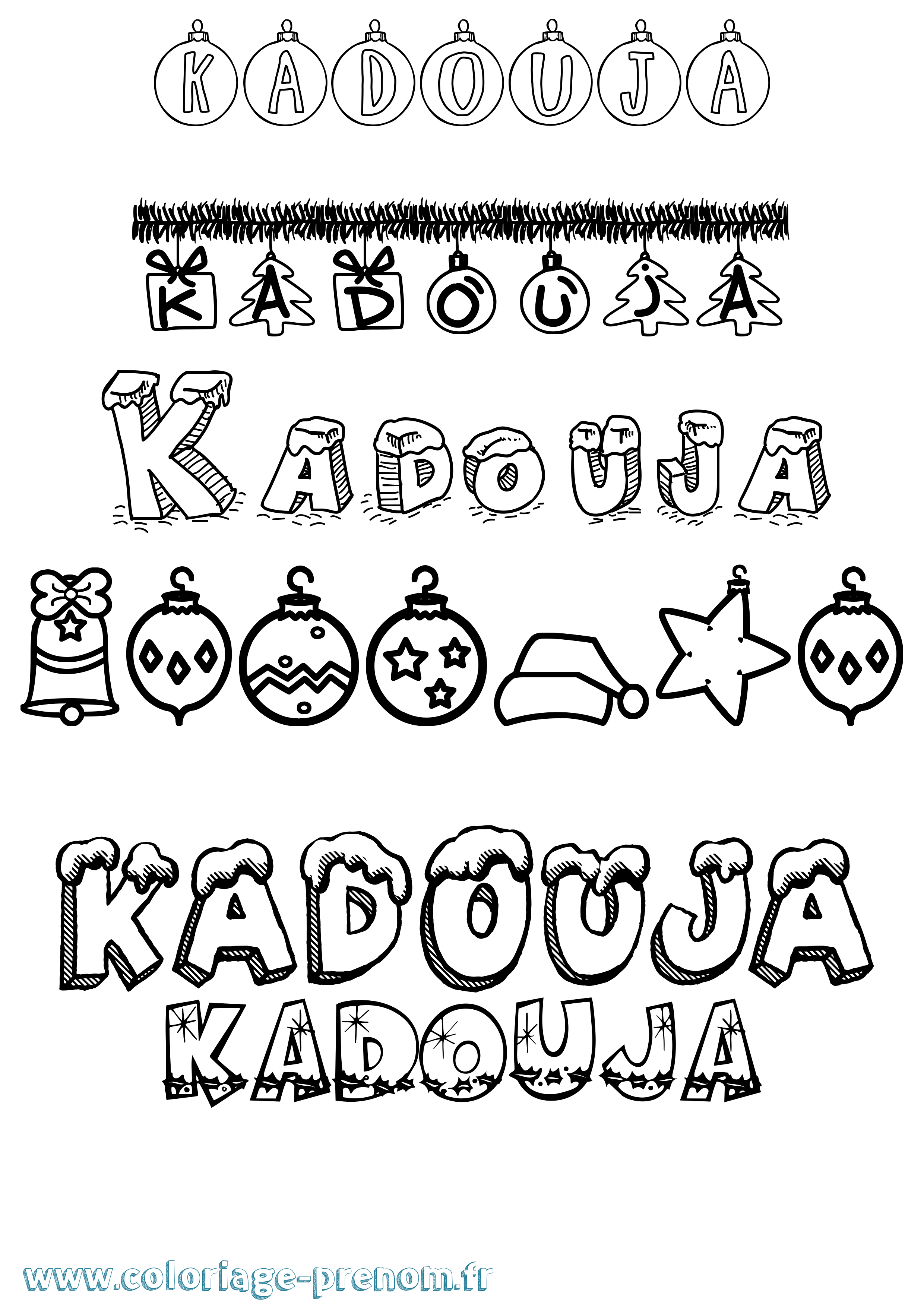 Coloriage Kadouja Noël Coloriage prénom Kadouja Noël