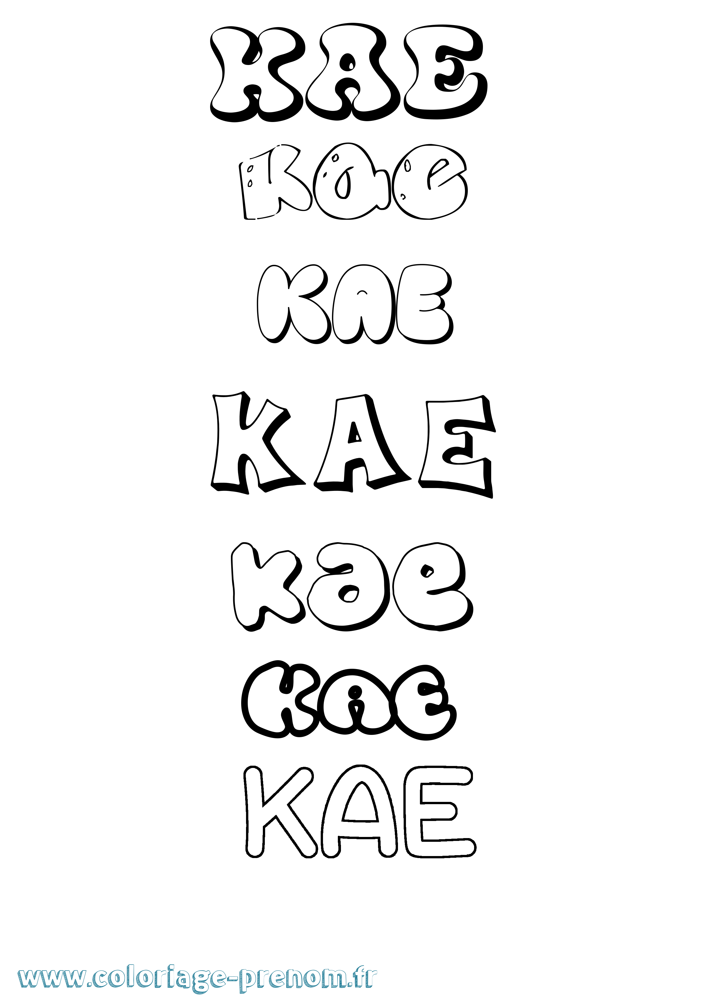Coloriage Kae Bubble Coloriage prénom Kae Bubble