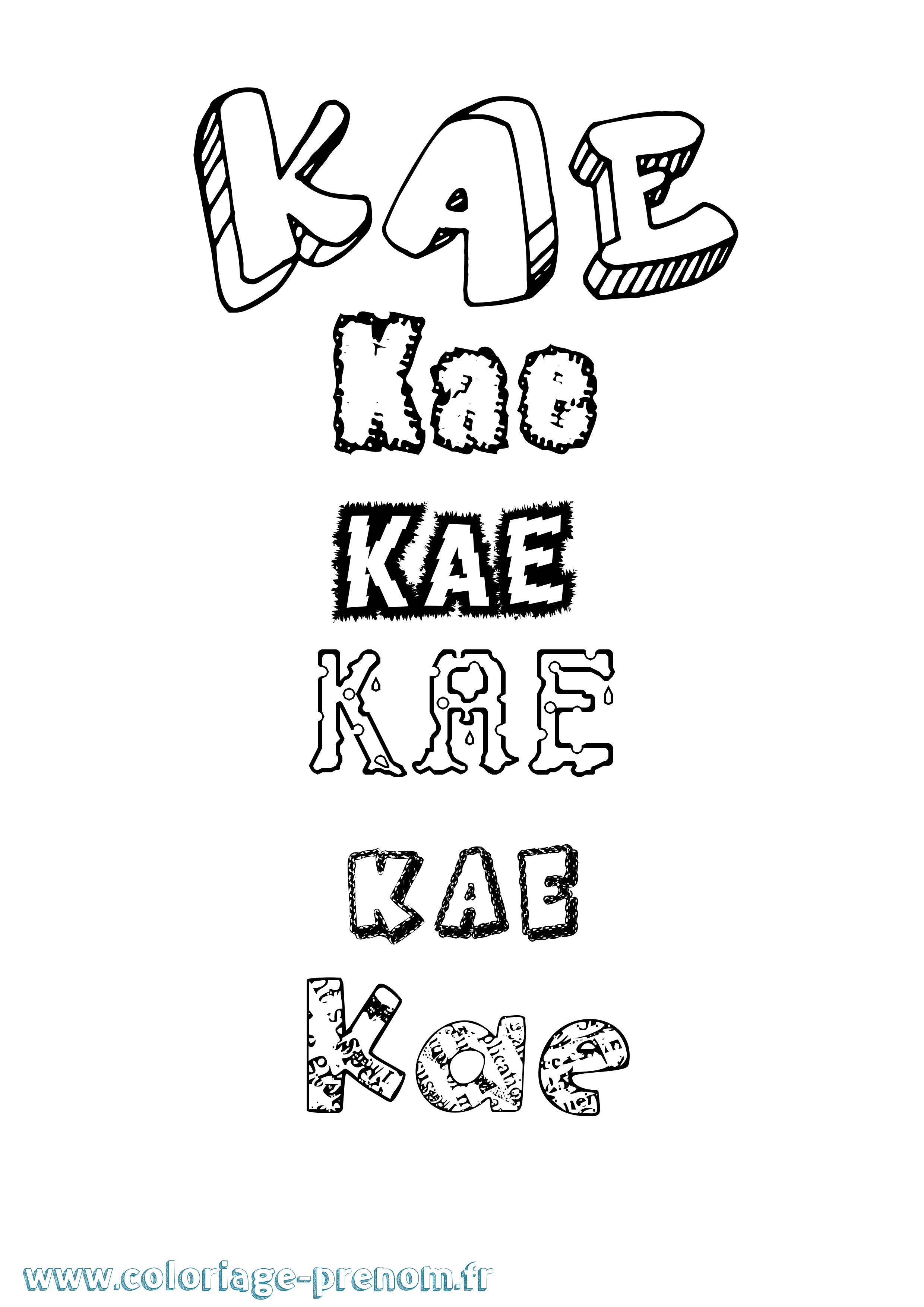 Coloriage Kae Destructuré Coloriage prénom Kae Destructuré