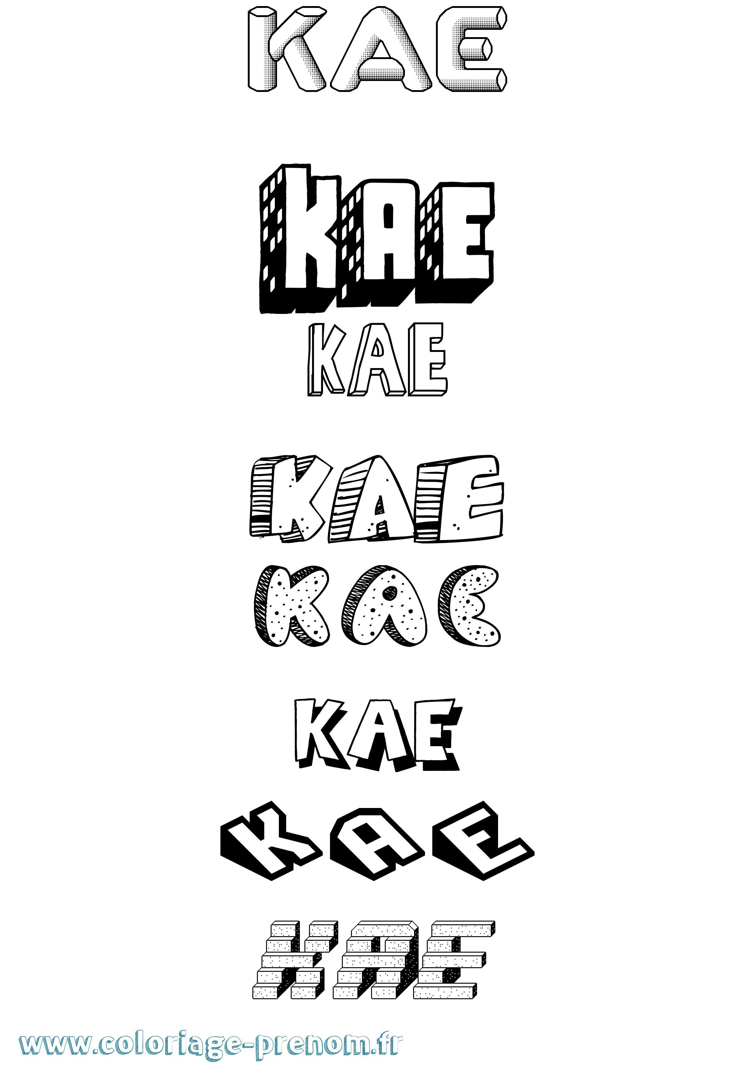 Coloriage Kae Effet 3D Coloriage prénom Kae Effet 3D