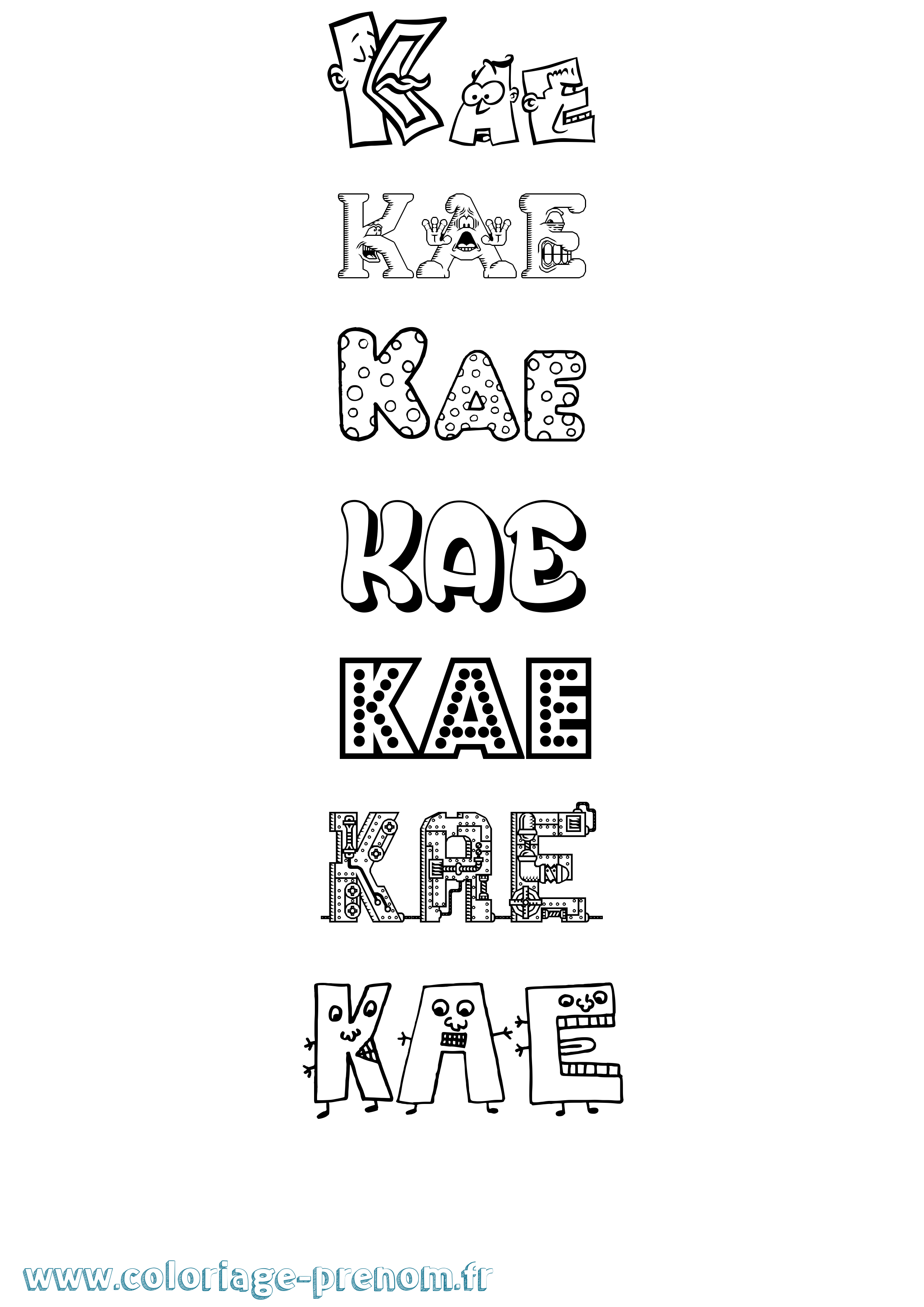 Coloriage Kae Fun Coloriage prénom Kae Fun