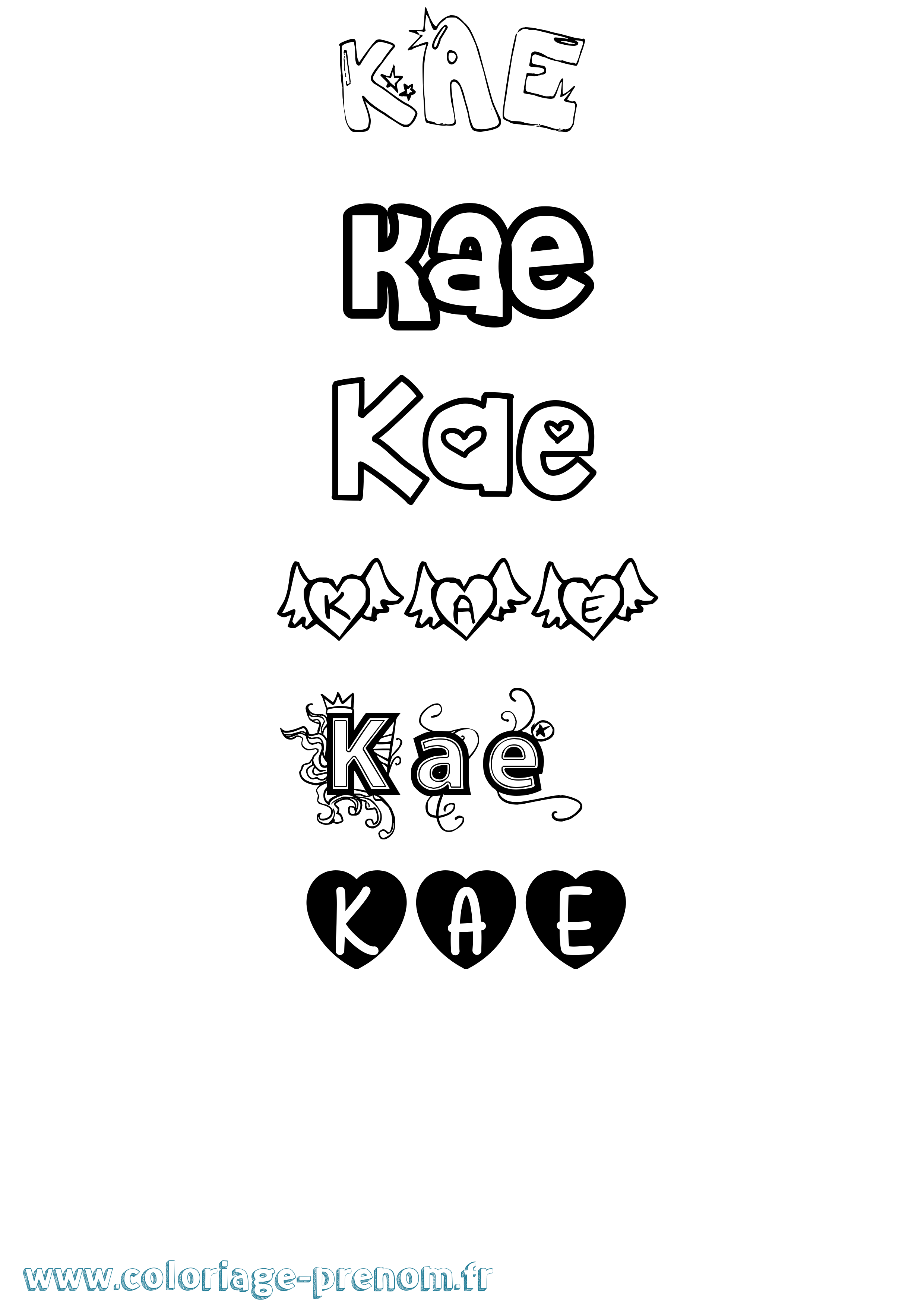 Coloriage Kae Girly Coloriage prénom Kae Girly
