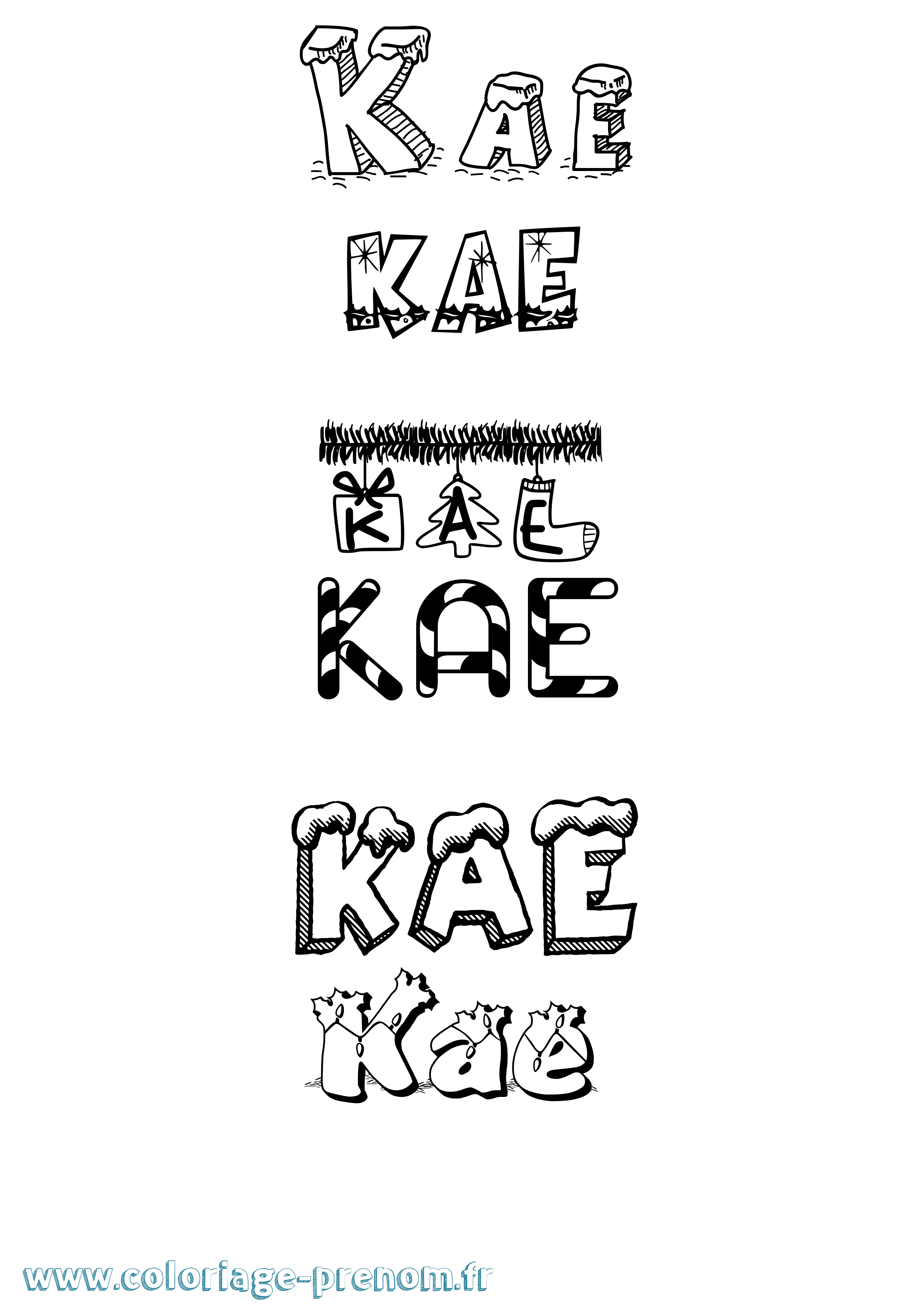 Coloriage Kae Noël Coloriage prénom Kae Noël