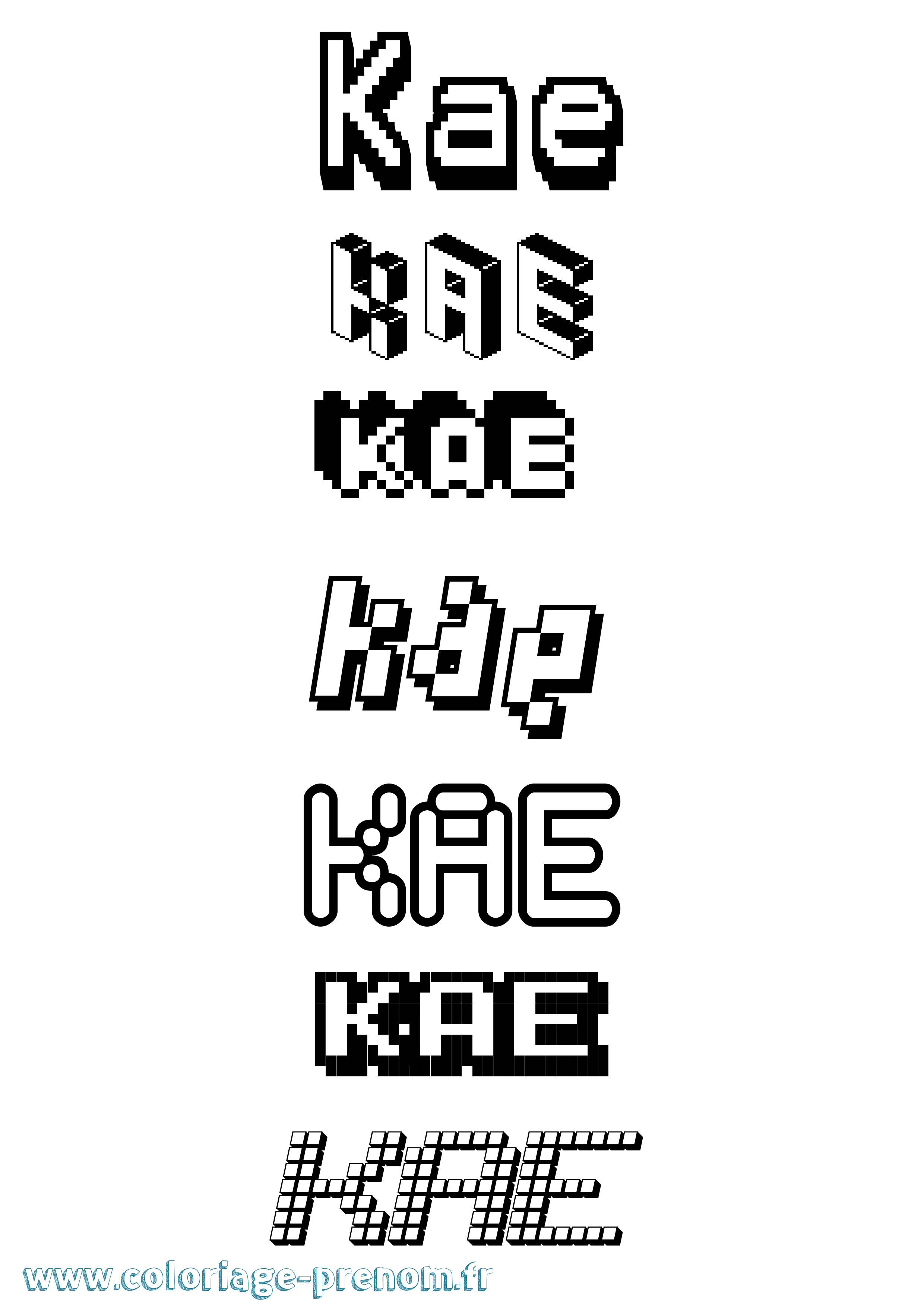 Coloriage Kae Pixel Coloriage prénom Kae Pixel