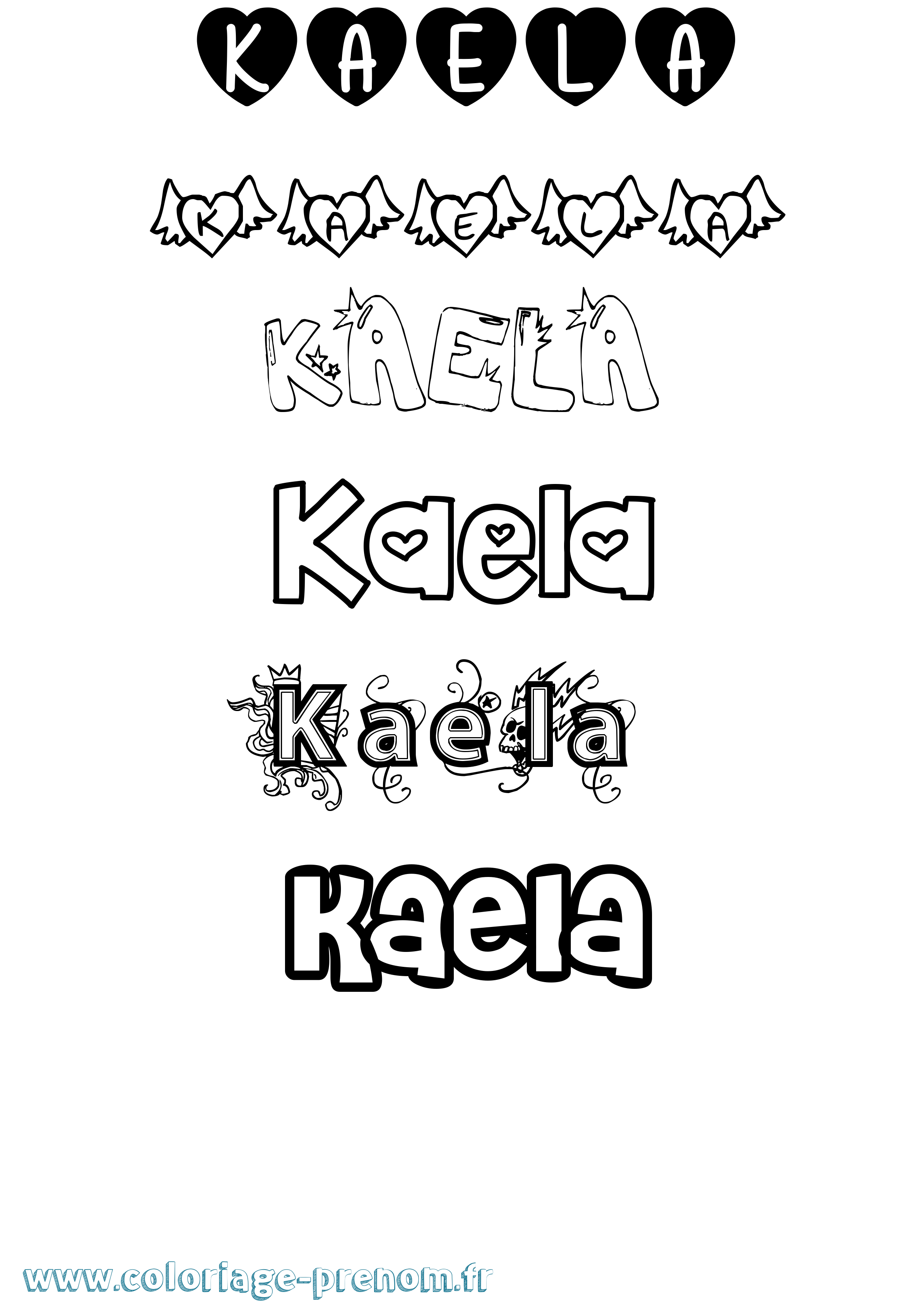 Coloriage Kaela Girly Coloriage prénom Kaela Girly
