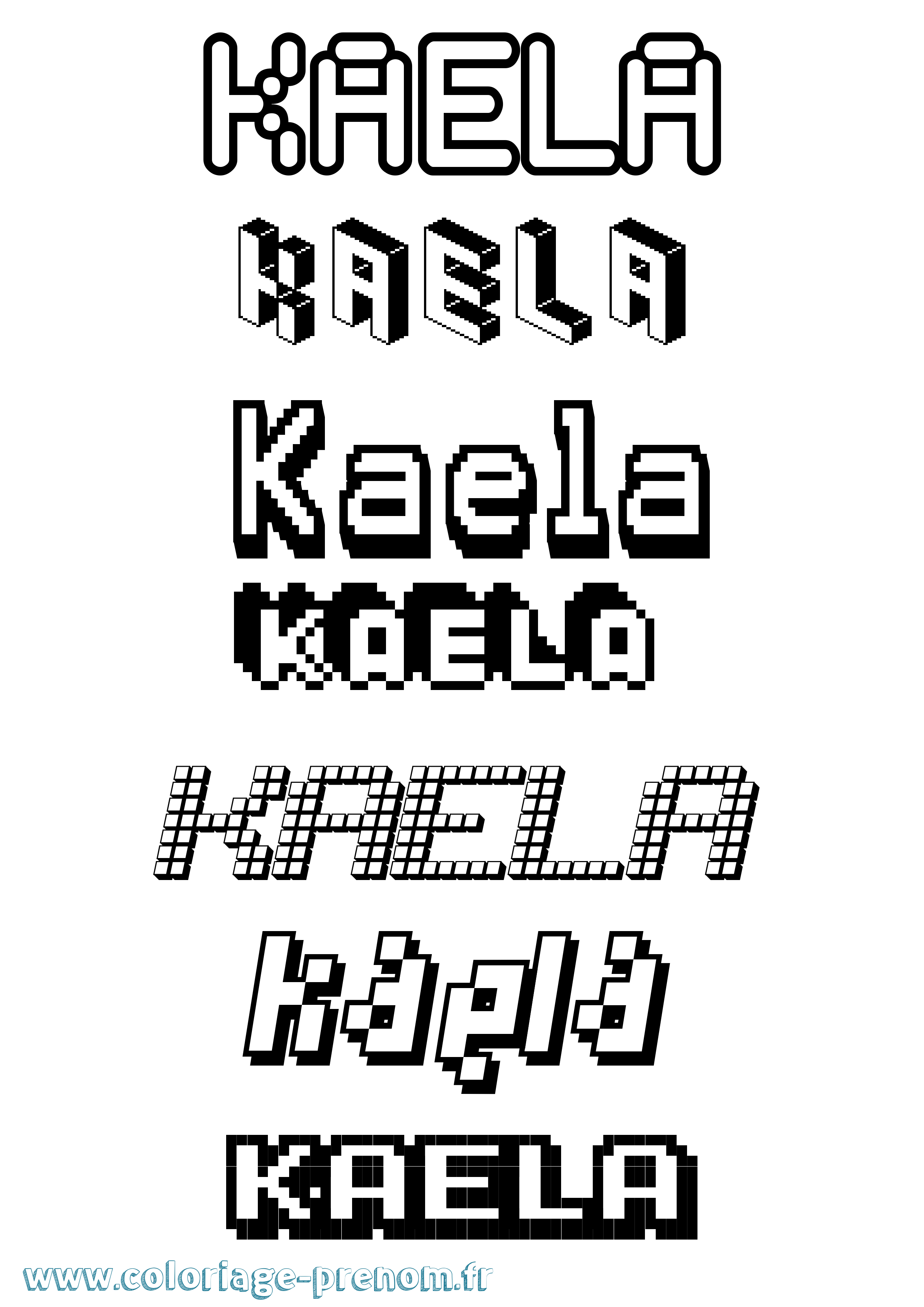 Coloriage Kaela Pixel Coloriage prénom Kaela Pixel