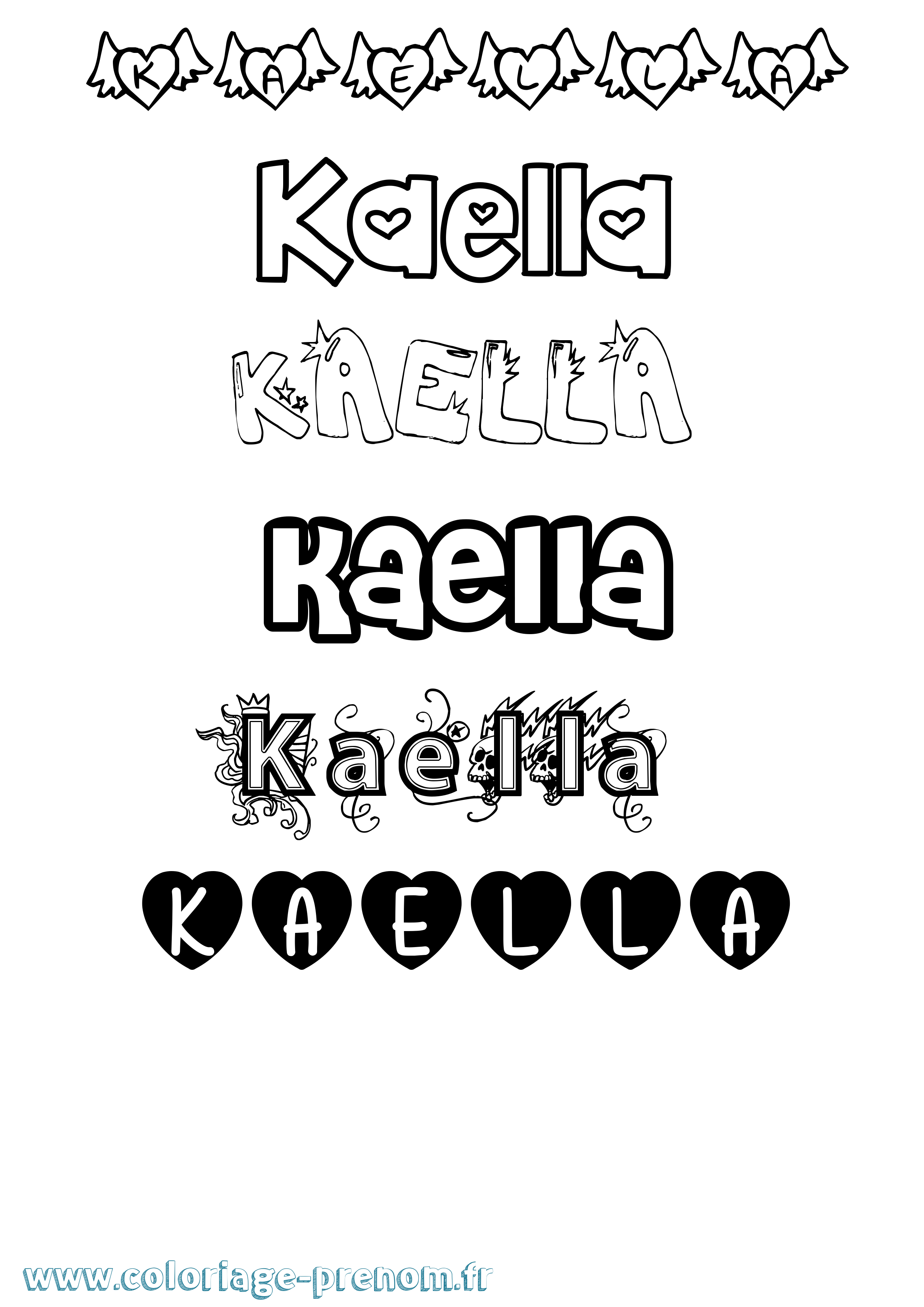 Coloriage Kaella Girly Coloriage prénom Kaella Girly