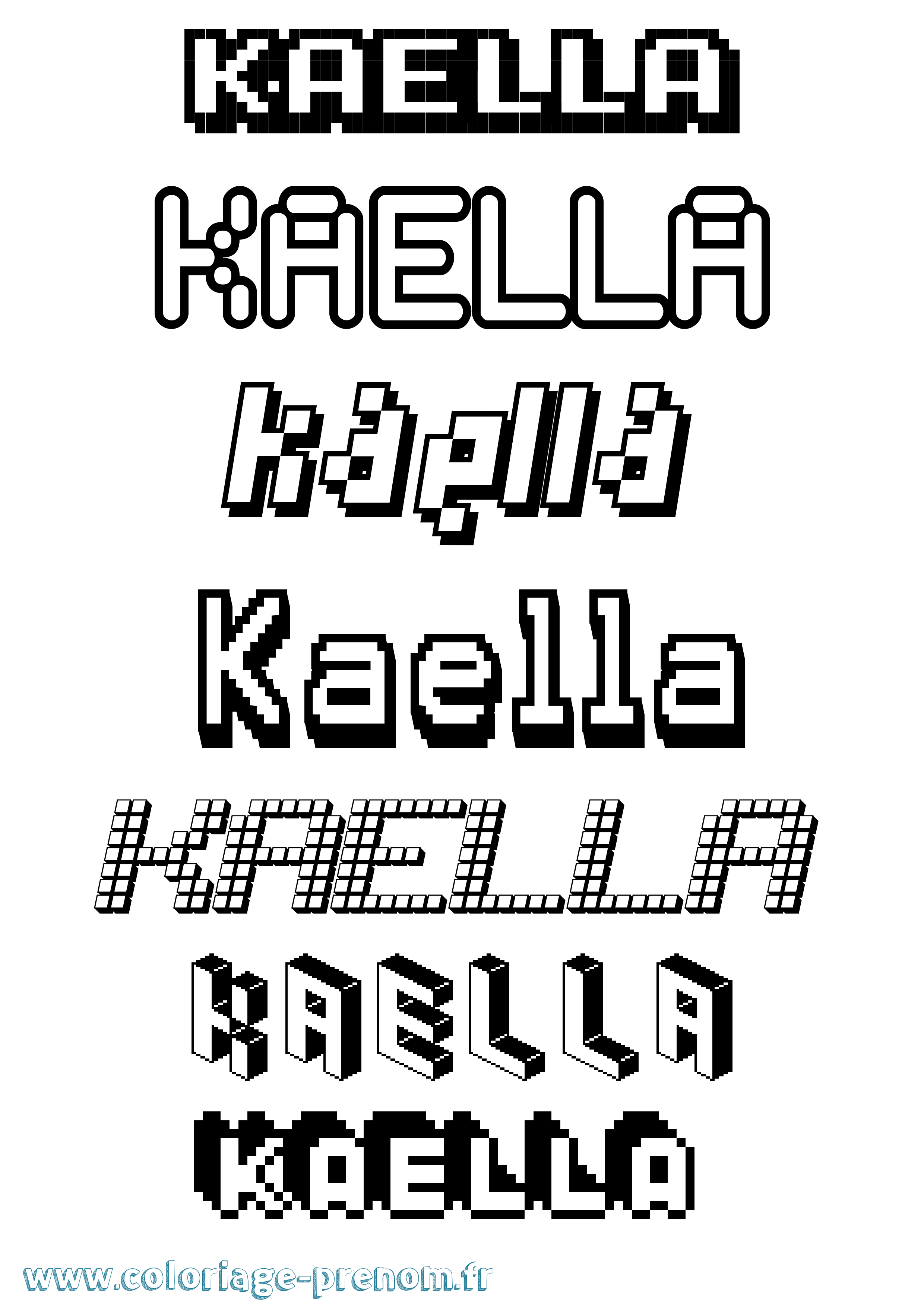 Coloriage Kaella Pixel Coloriage prénom Kaella Pixel