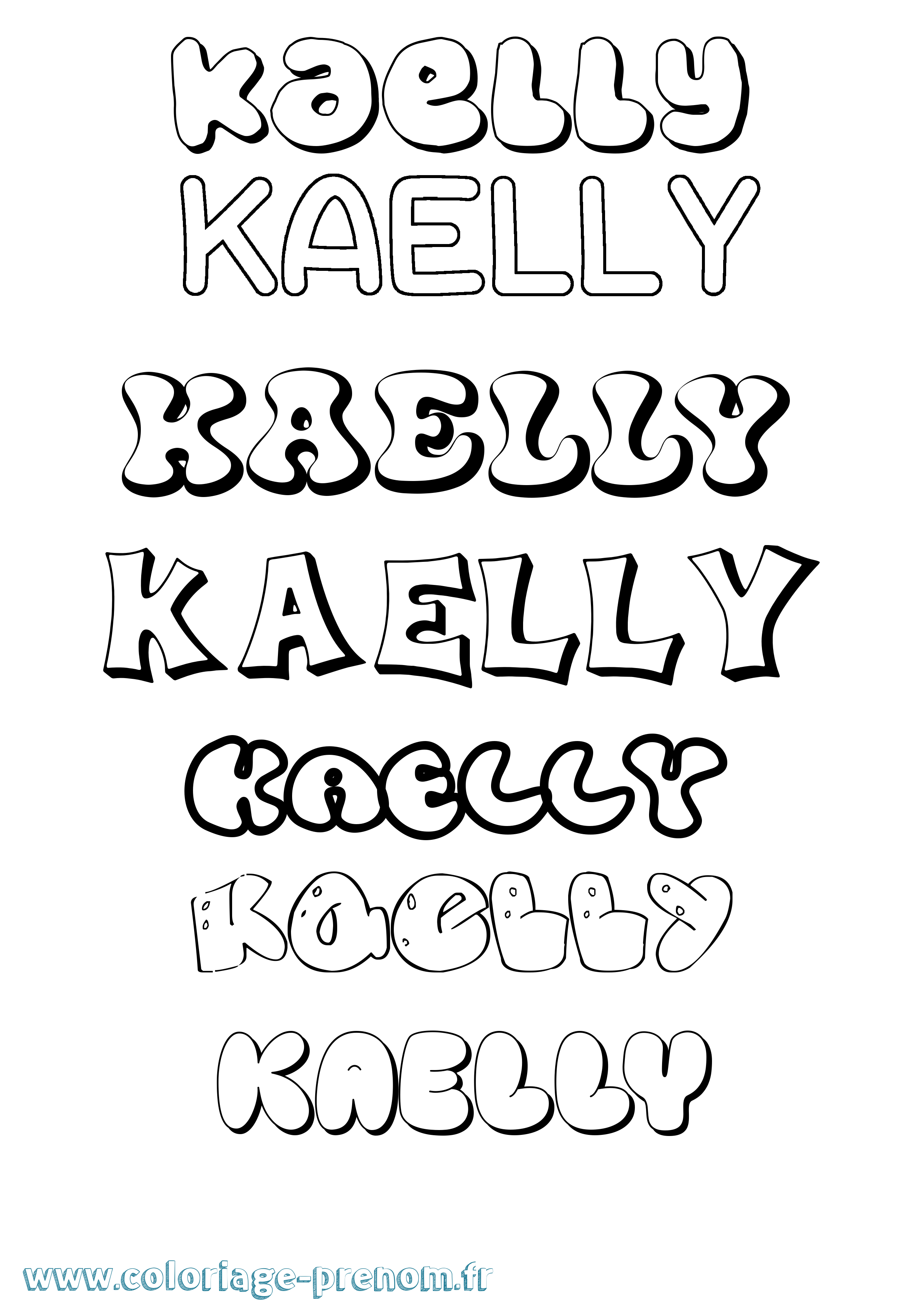 Coloriage Kaelly Bubble Coloriage prénom Kaelly Bubble