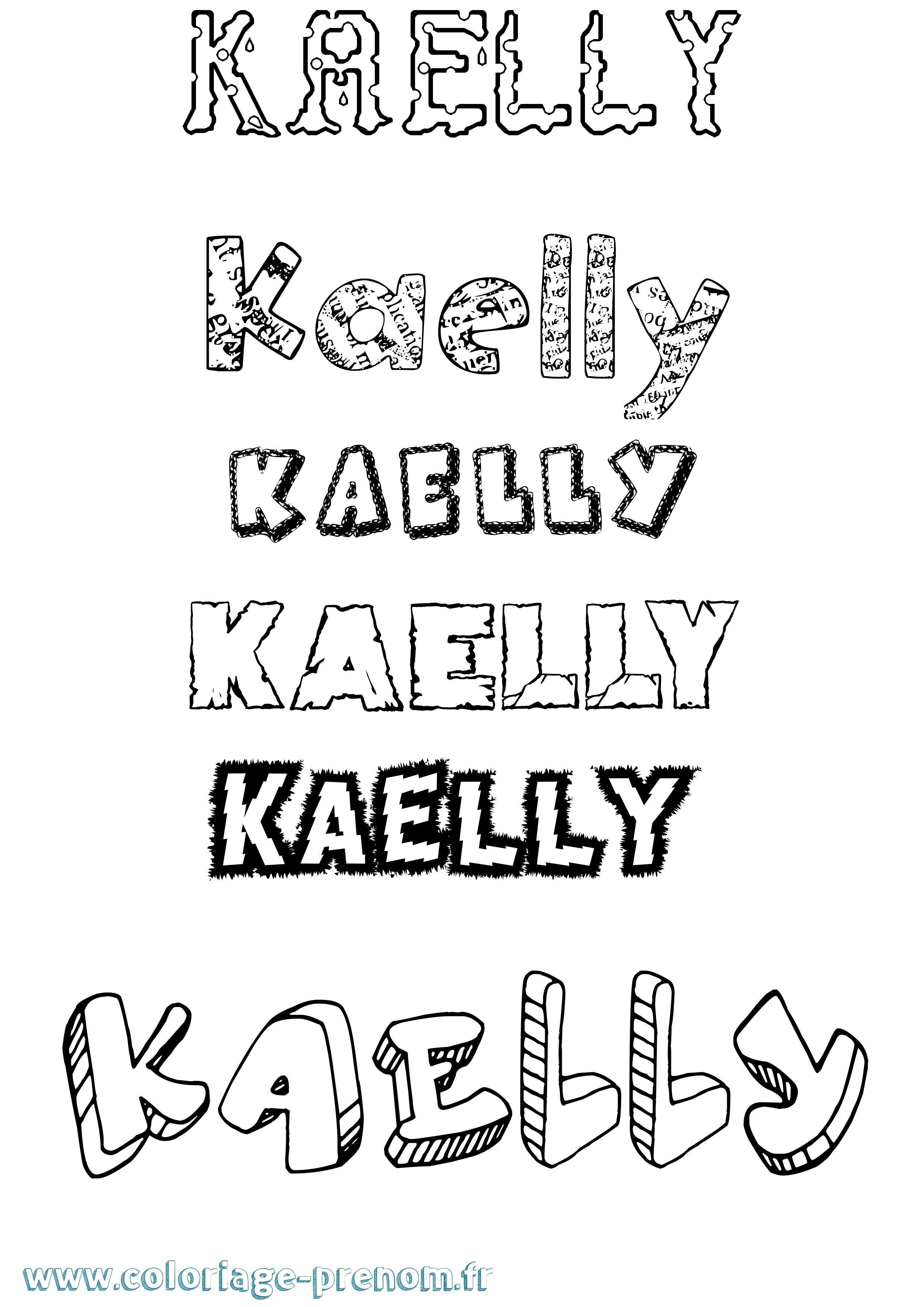 Coloriage Kaelly Destructuré Coloriage prénom Kaelly Destructuré