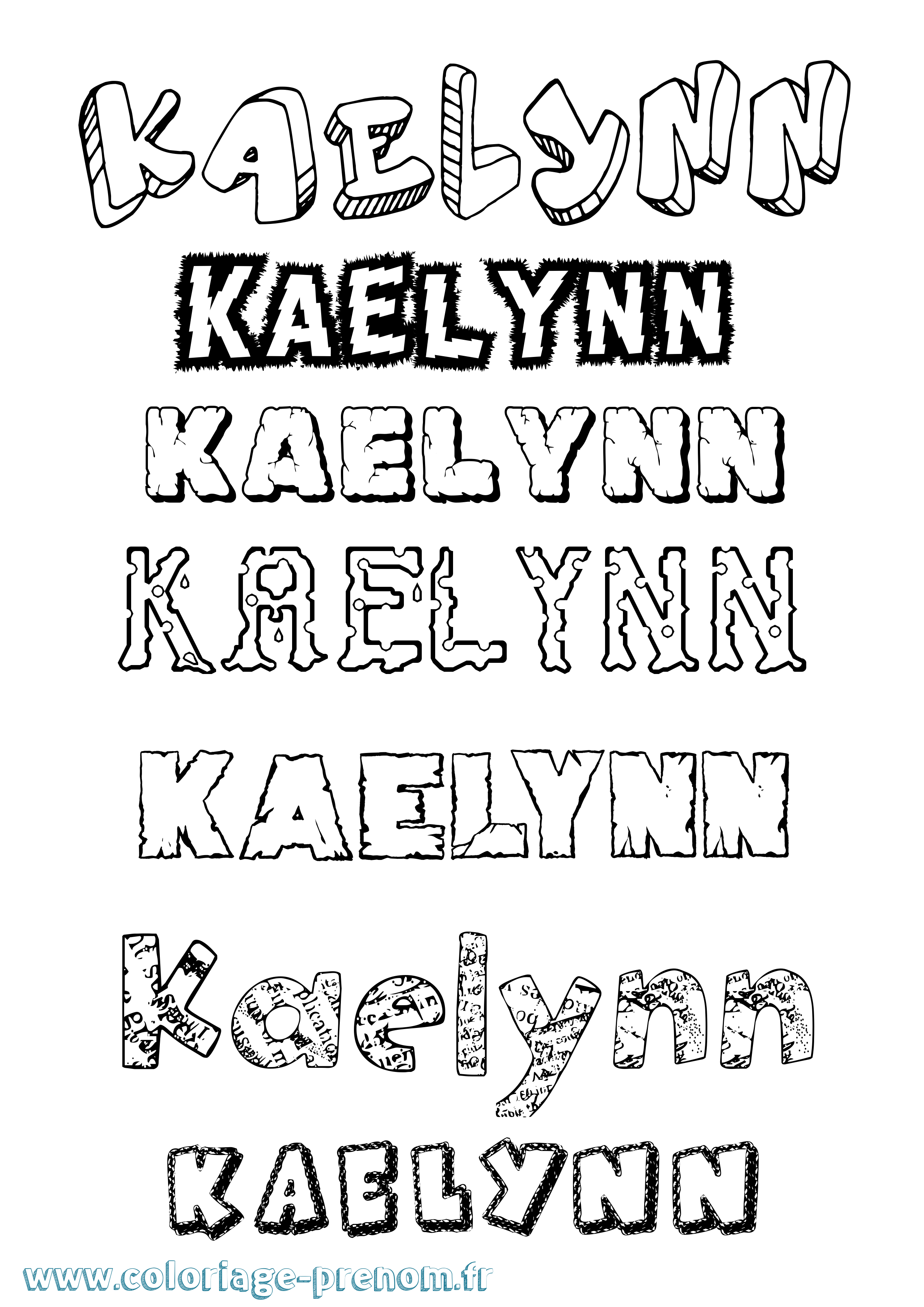 Coloriage Kaelynn Destructuré Coloriage prénom Kaelynn Destructuré