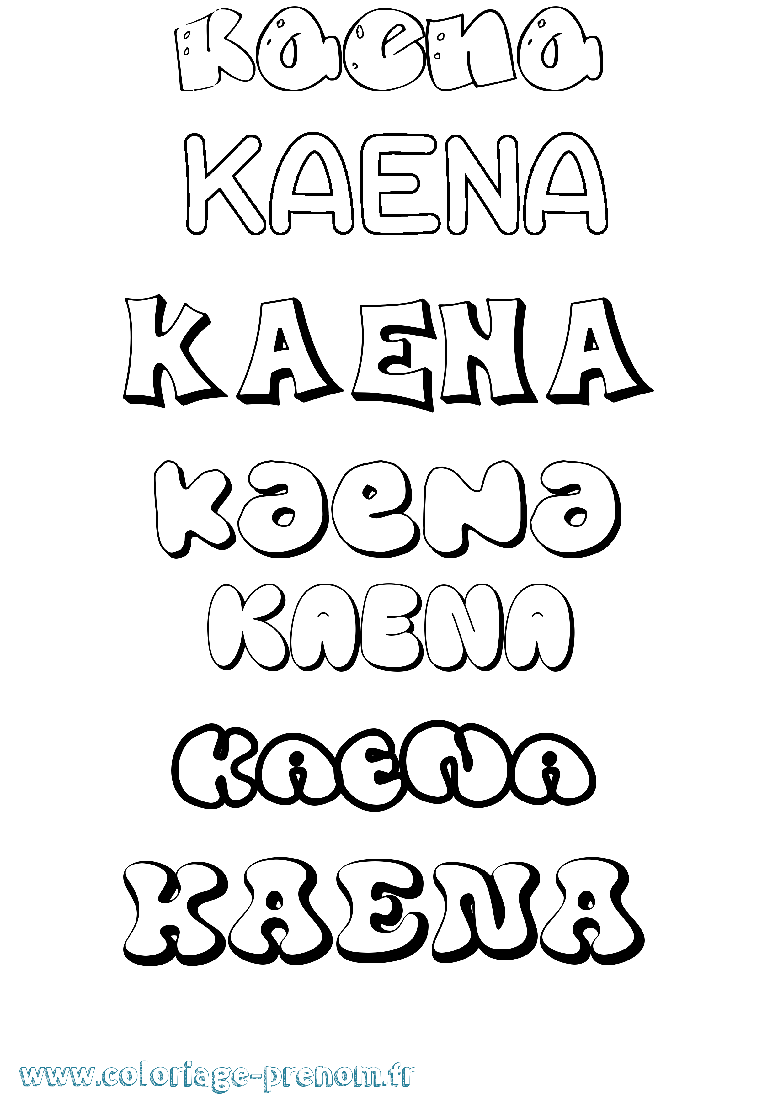 Coloriage Kaena Bubble Coloriage prénom Kaena Bubble
