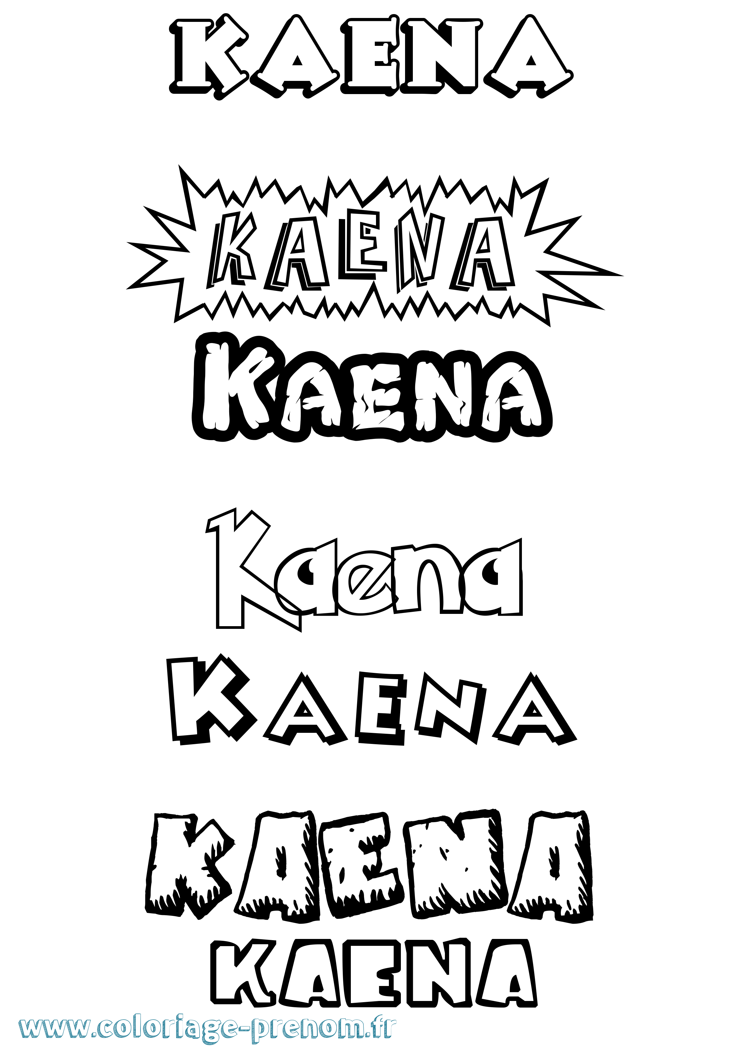 Coloriage Kaena Dessin Animé Coloriage prénom Kaena Dessin Animé
