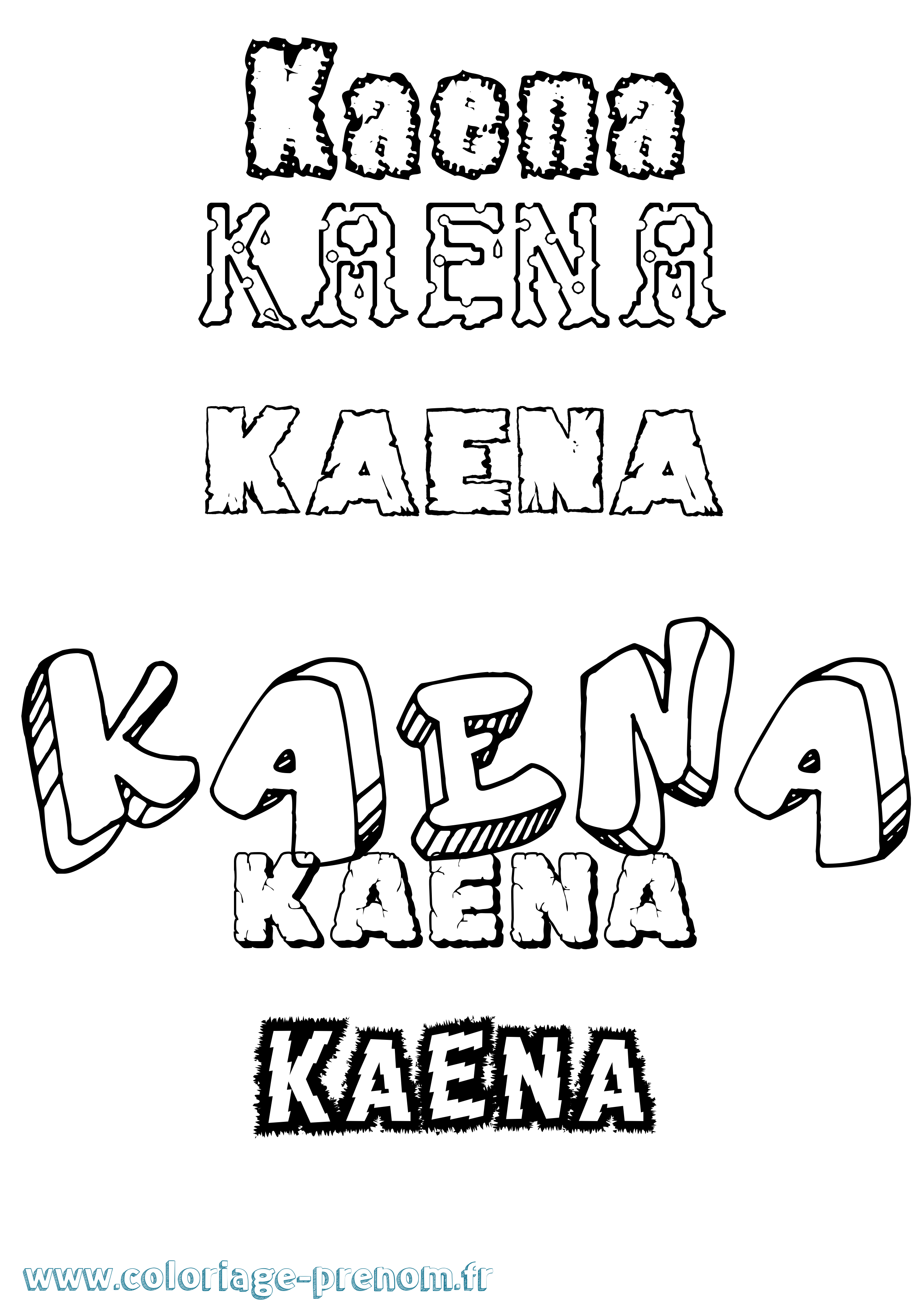 Coloriage Kaena Destructuré Coloriage prénom Kaena Destructuré