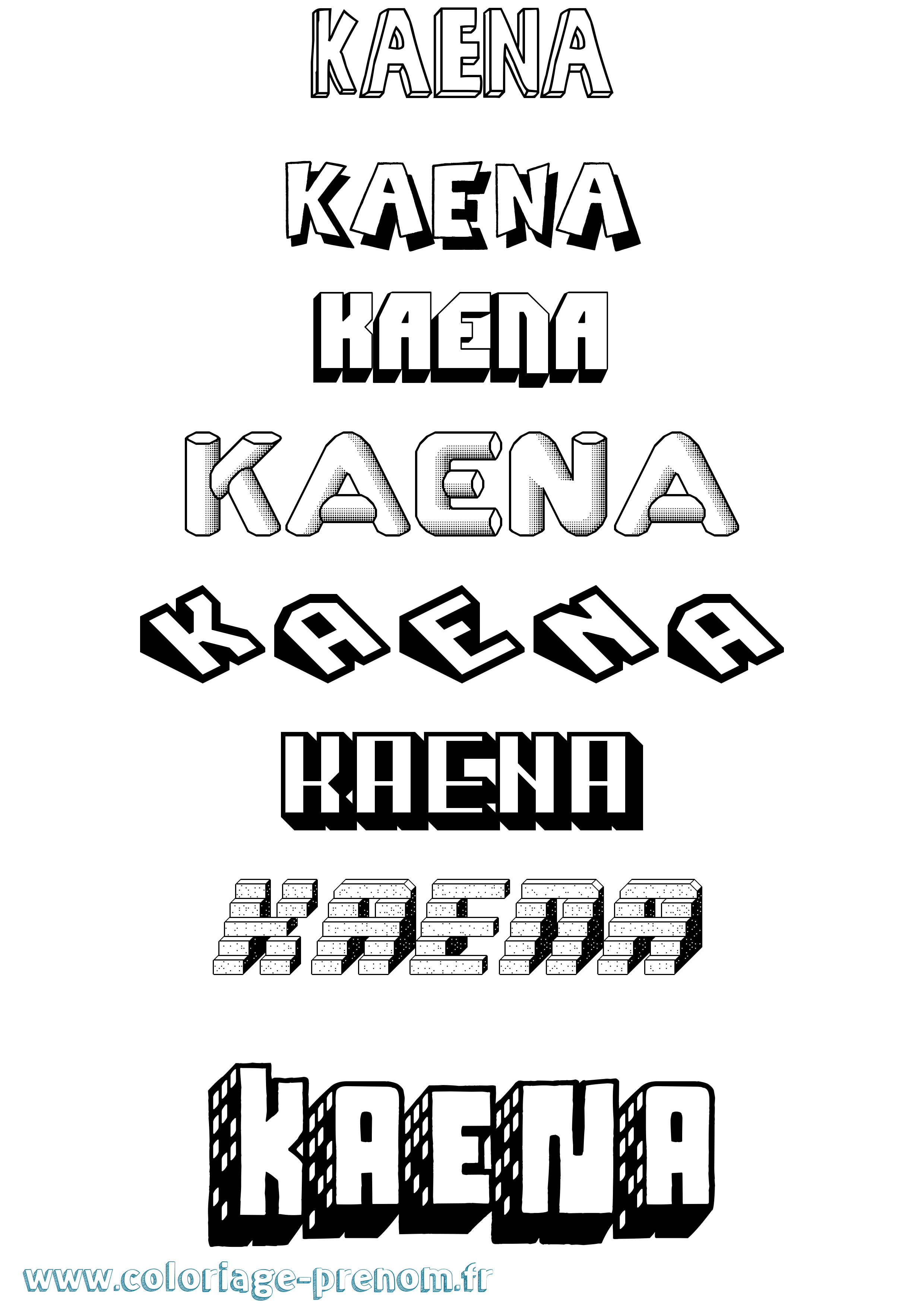 Coloriage Kaena Effet 3D Coloriage prénom Kaena Effet 3D