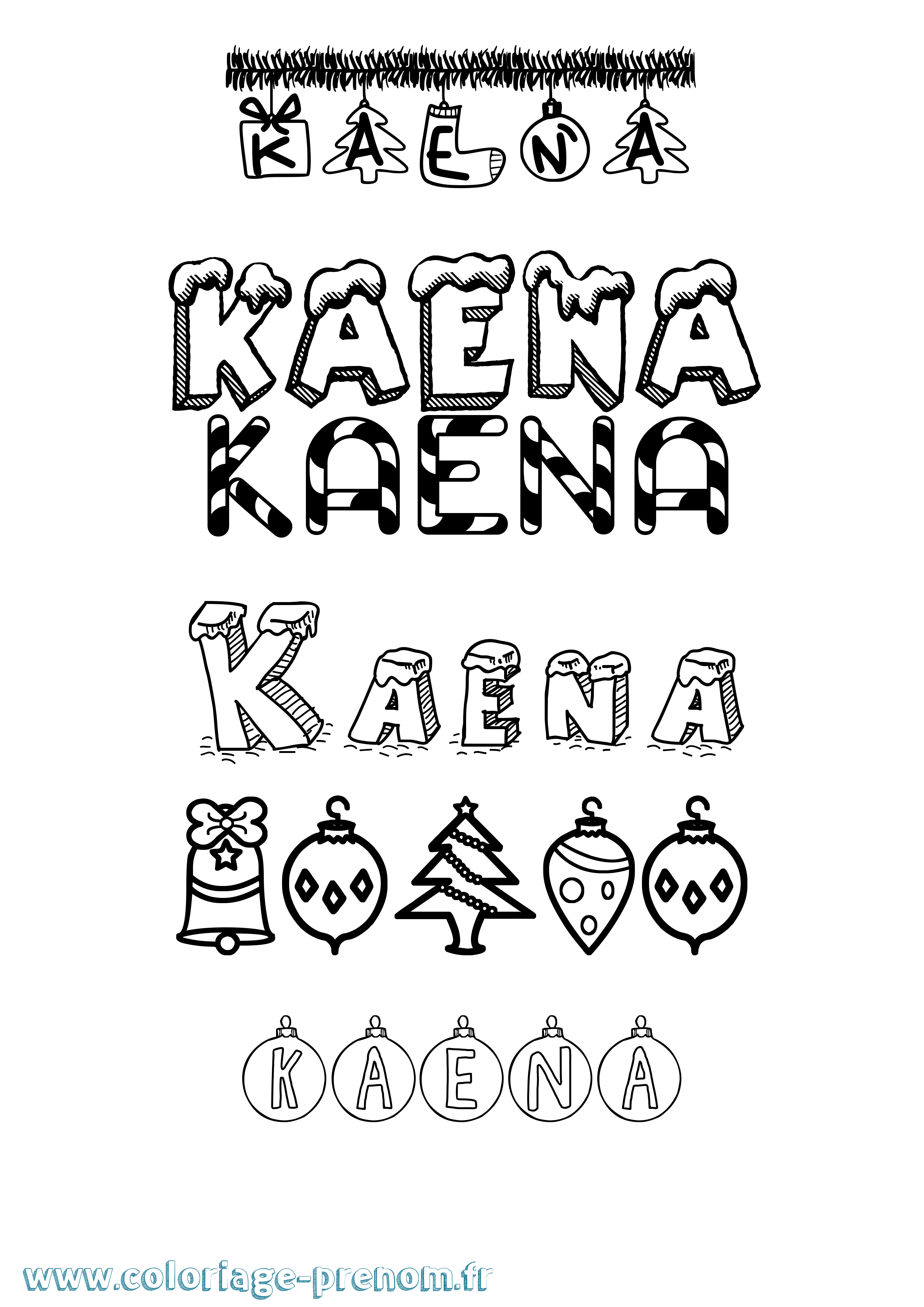 Coloriage Kaena Noël Coloriage prénom Kaena Noël
