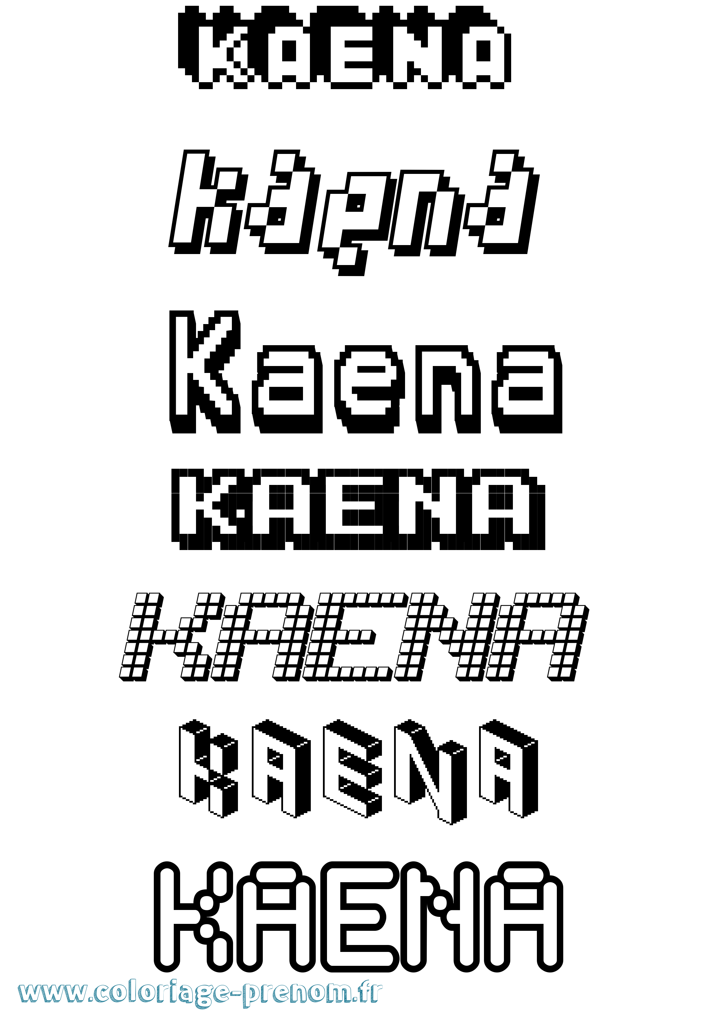 Coloriage Kaena Pixel Coloriage prénom Kaena Pixel