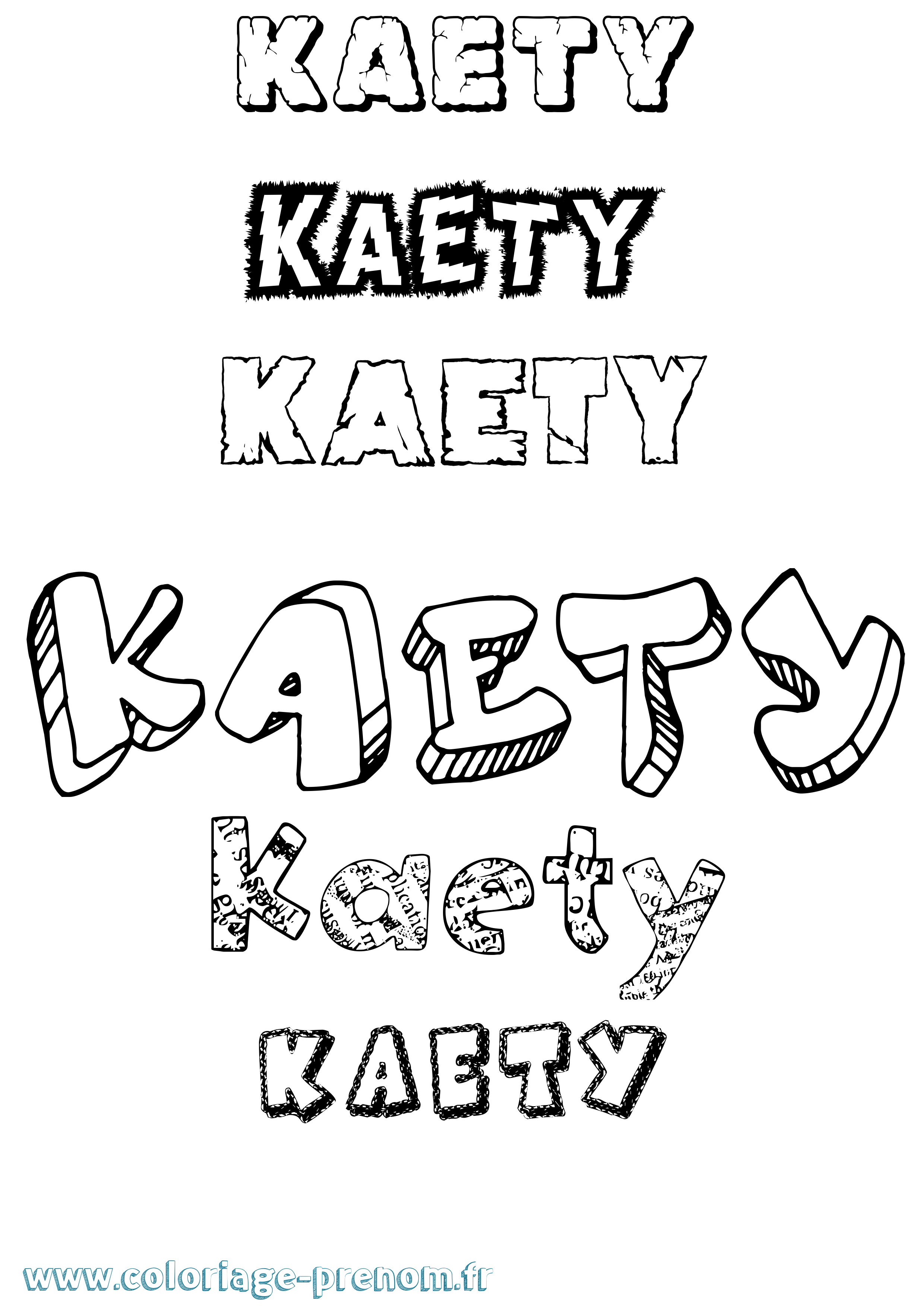 Coloriage Kaety Destructuré Coloriage prénom Kaety Destructuré