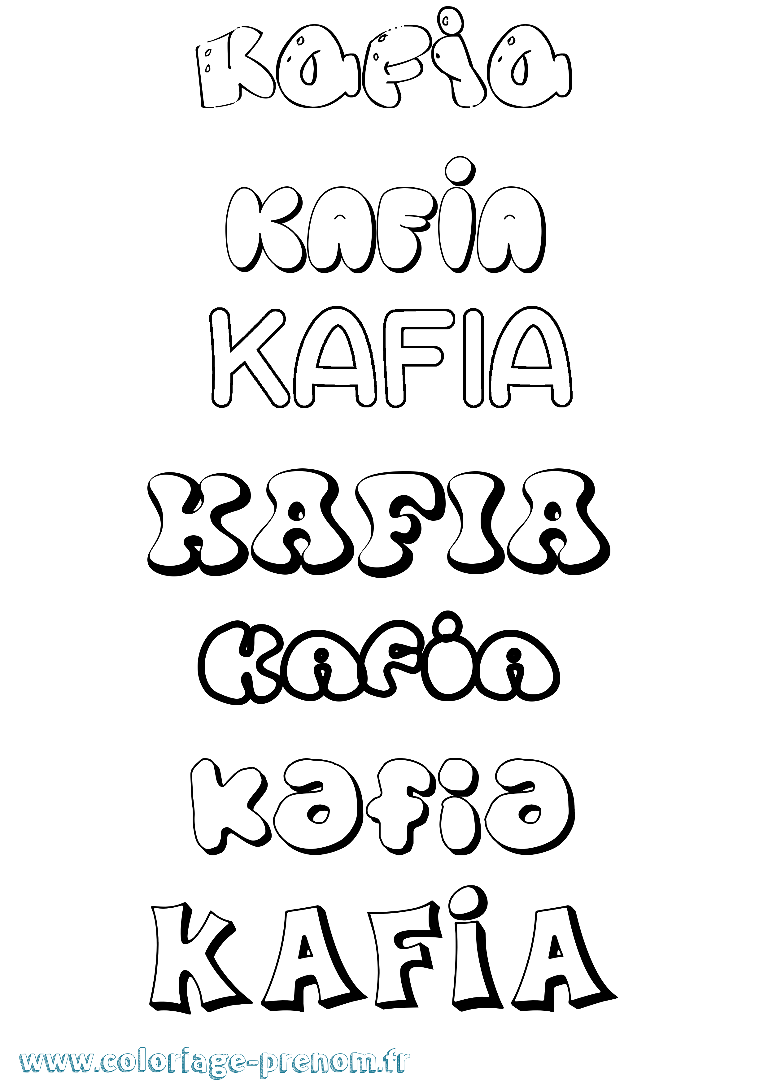 Coloriage Kafia Bubble Coloriage prénom Kafia Bubble
