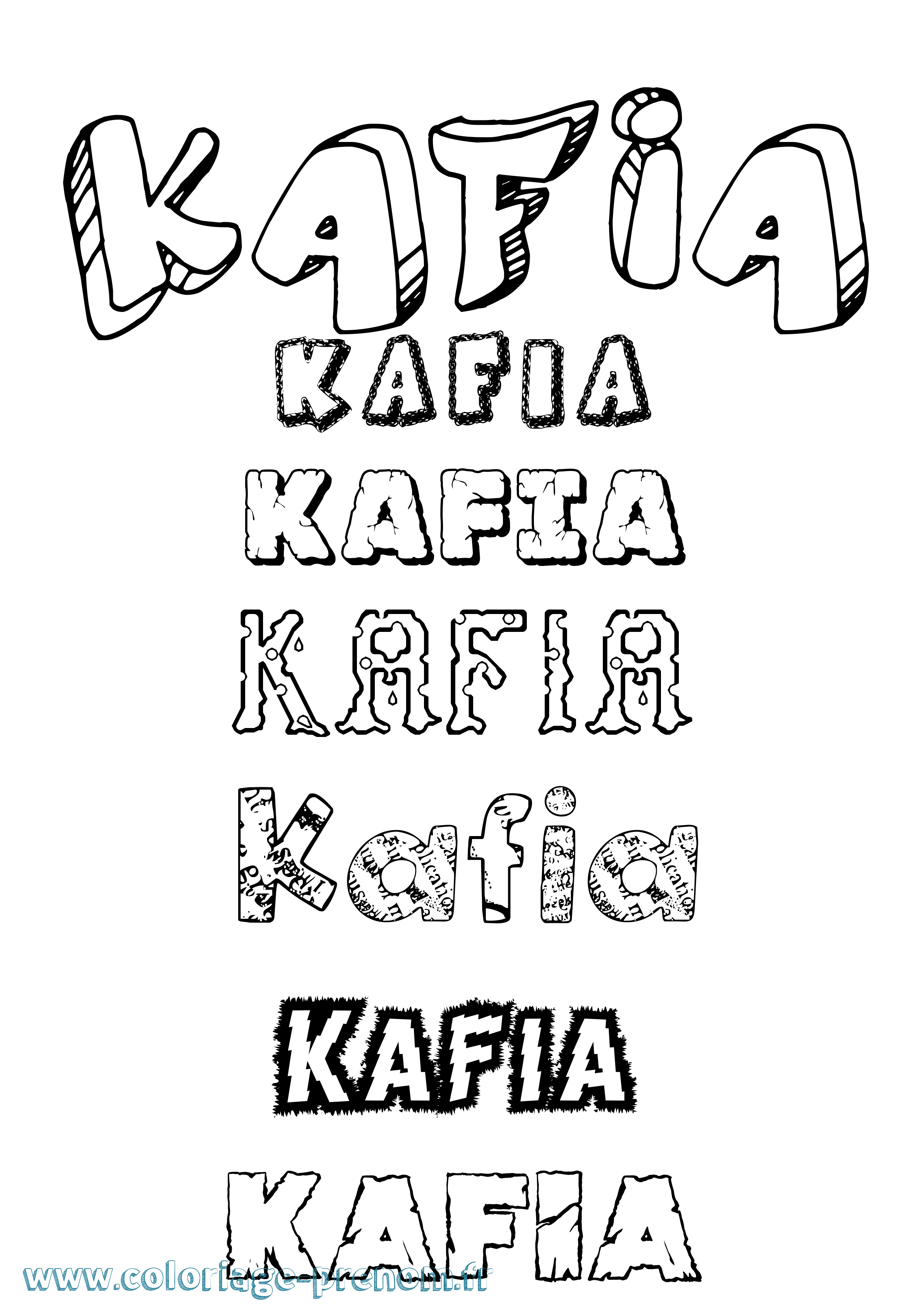 Coloriage Kafia Destructuré Coloriage prénom Kafia Destructuré