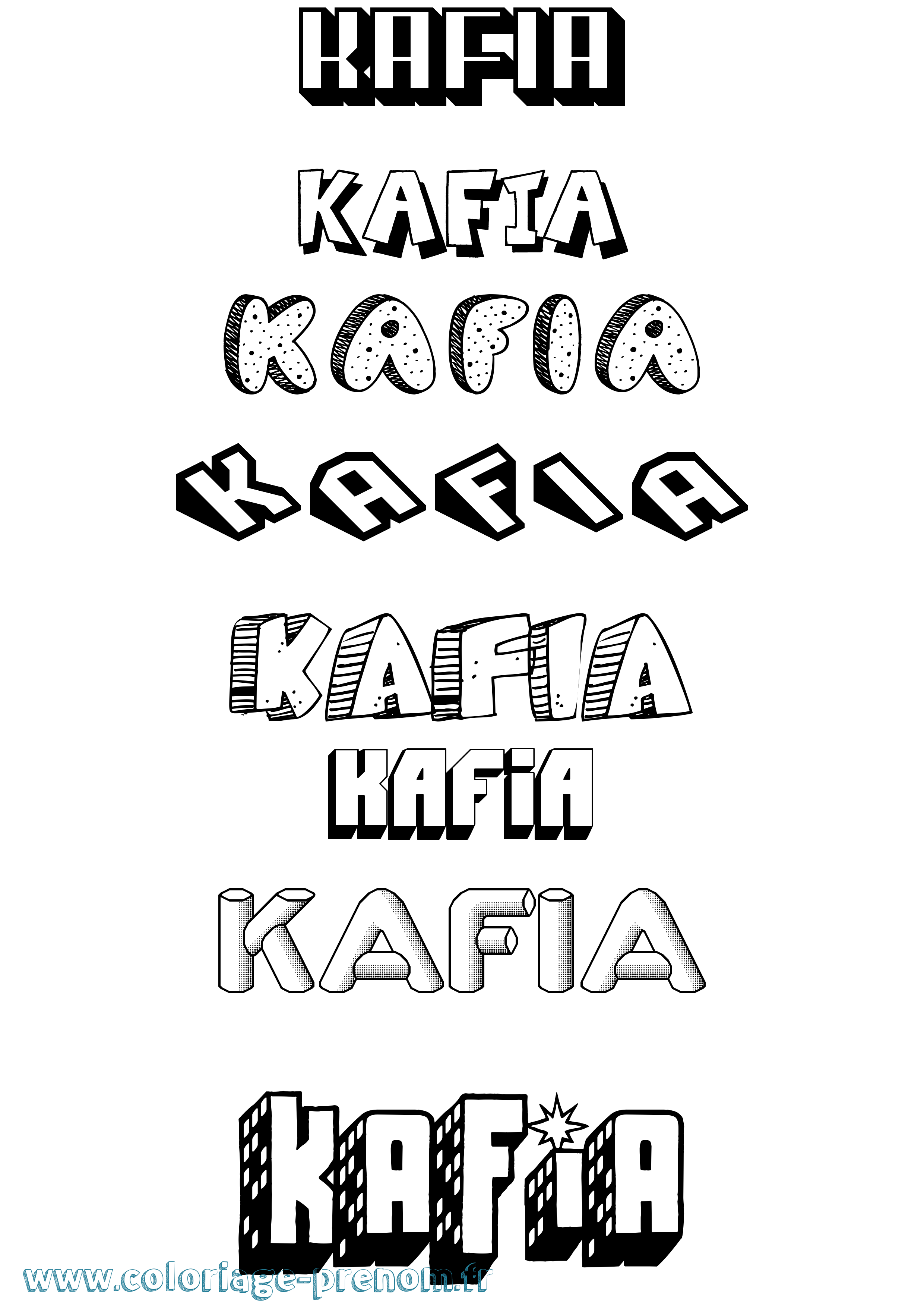 Coloriage Kafia Effet 3D Coloriage prénom Kafia Effet 3D