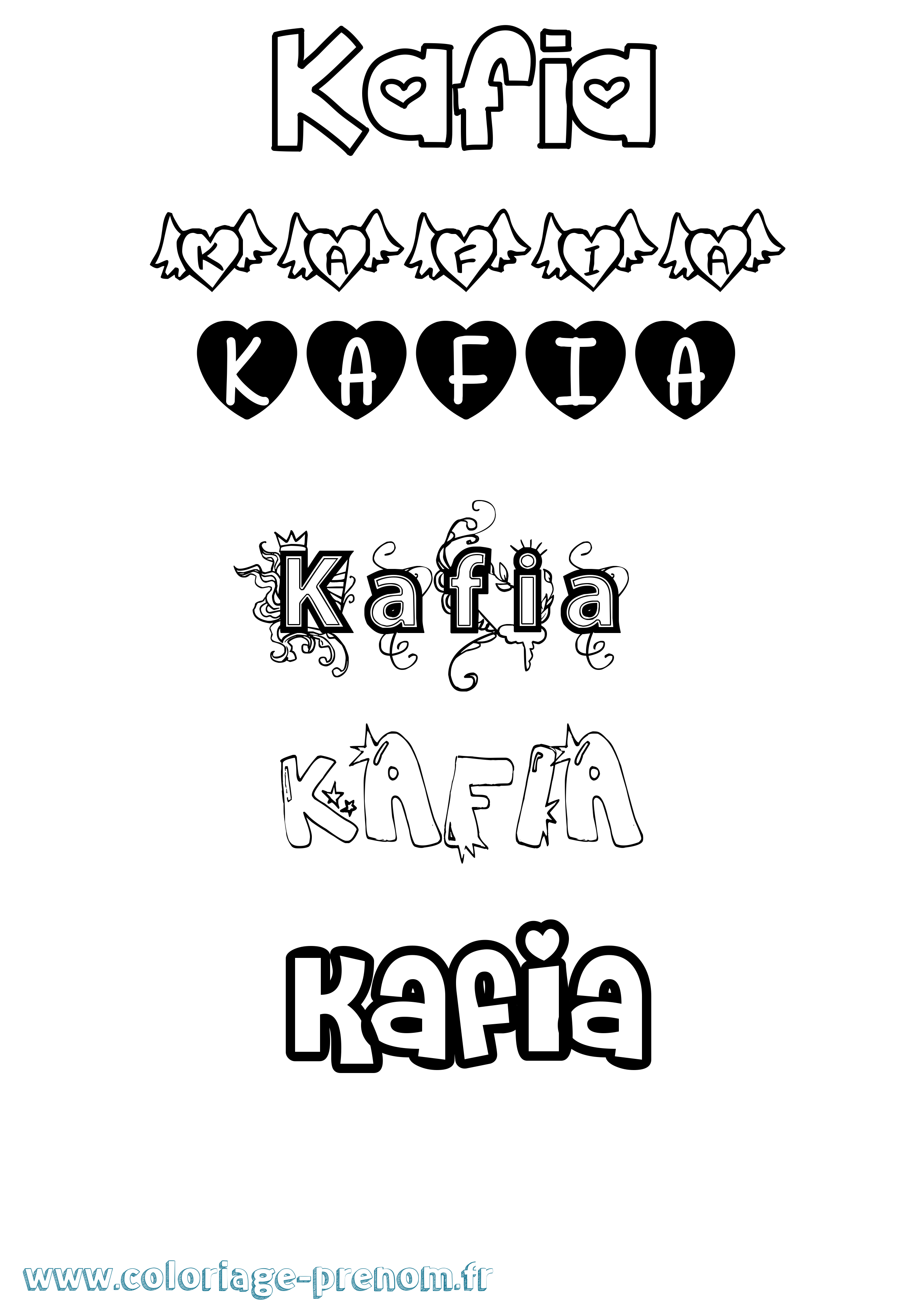 Coloriage Kafia Girly Coloriage prénom Kafia Girly