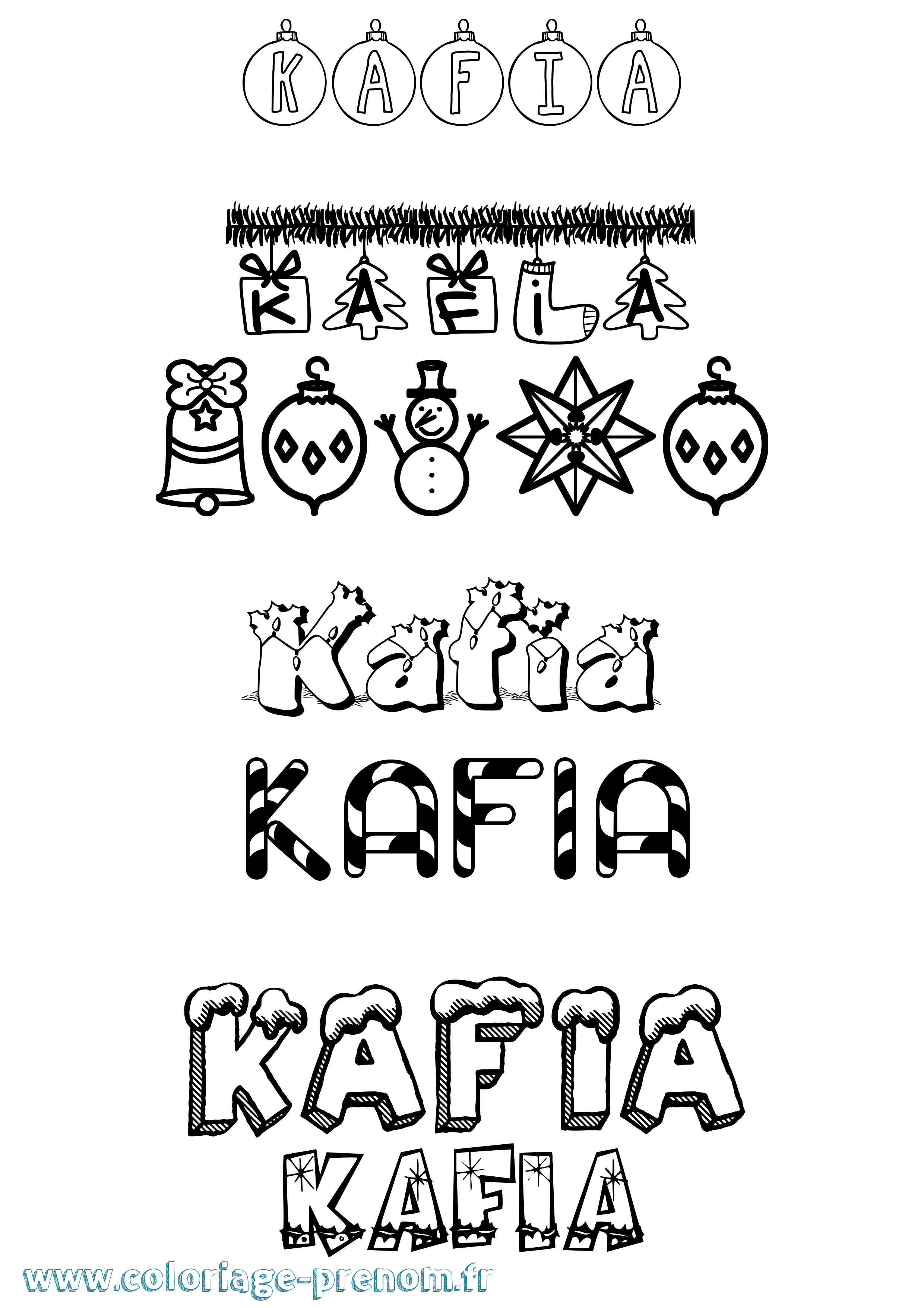 Coloriage Kafia Noël Coloriage prénom Kafia Noël