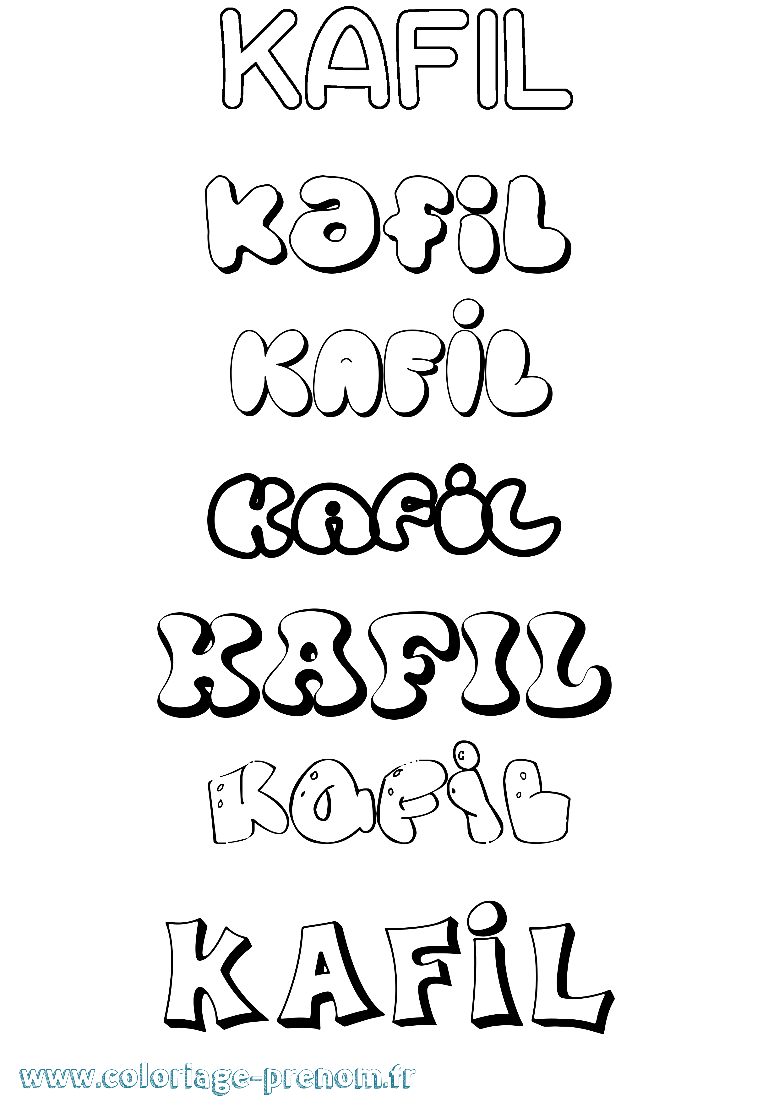 Coloriage Kafil Bubble Coloriage prénom Kafil Bubble