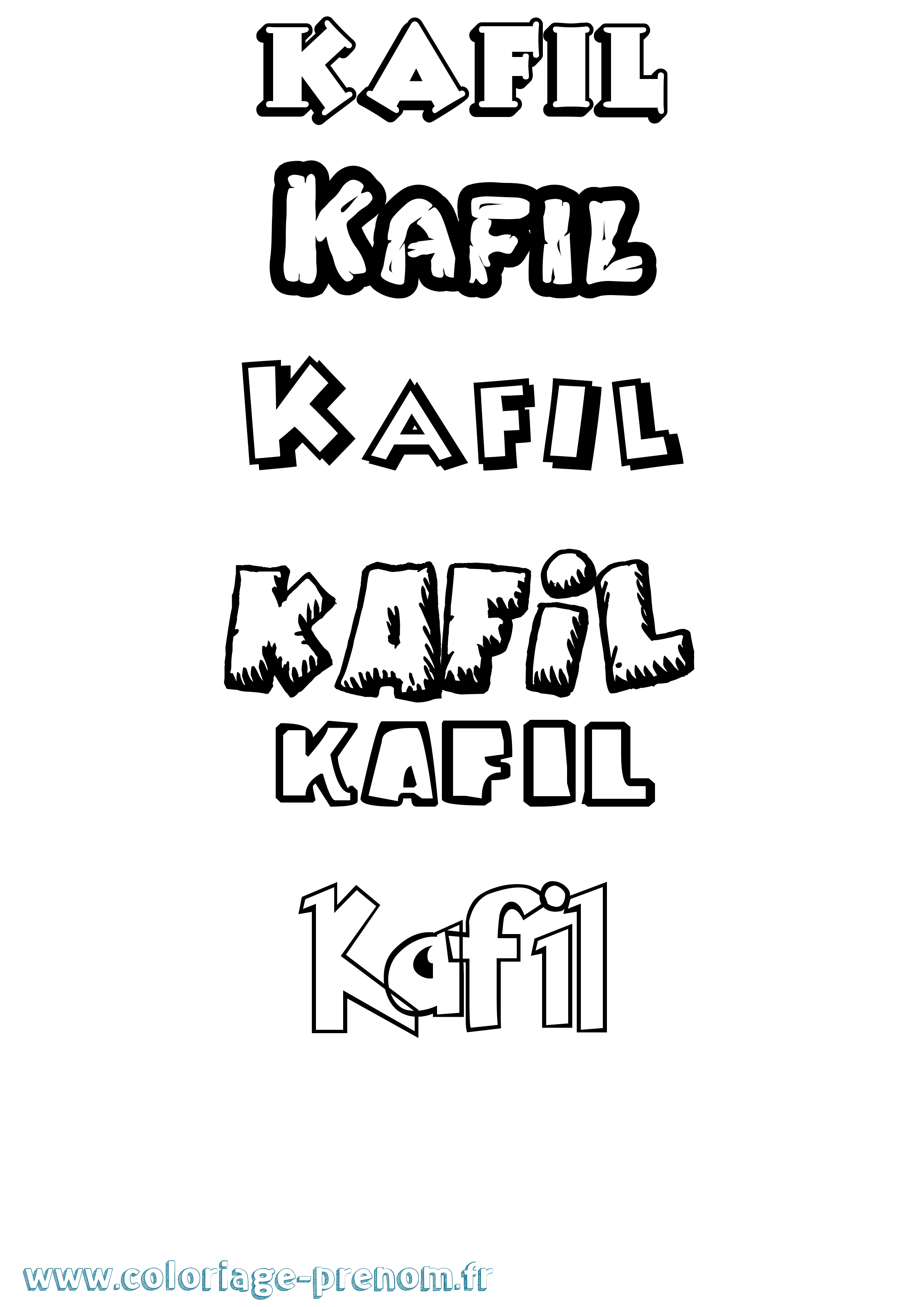 Coloriage Kafil Dessin Animé Coloriage prénom Kafil Dessin Animé