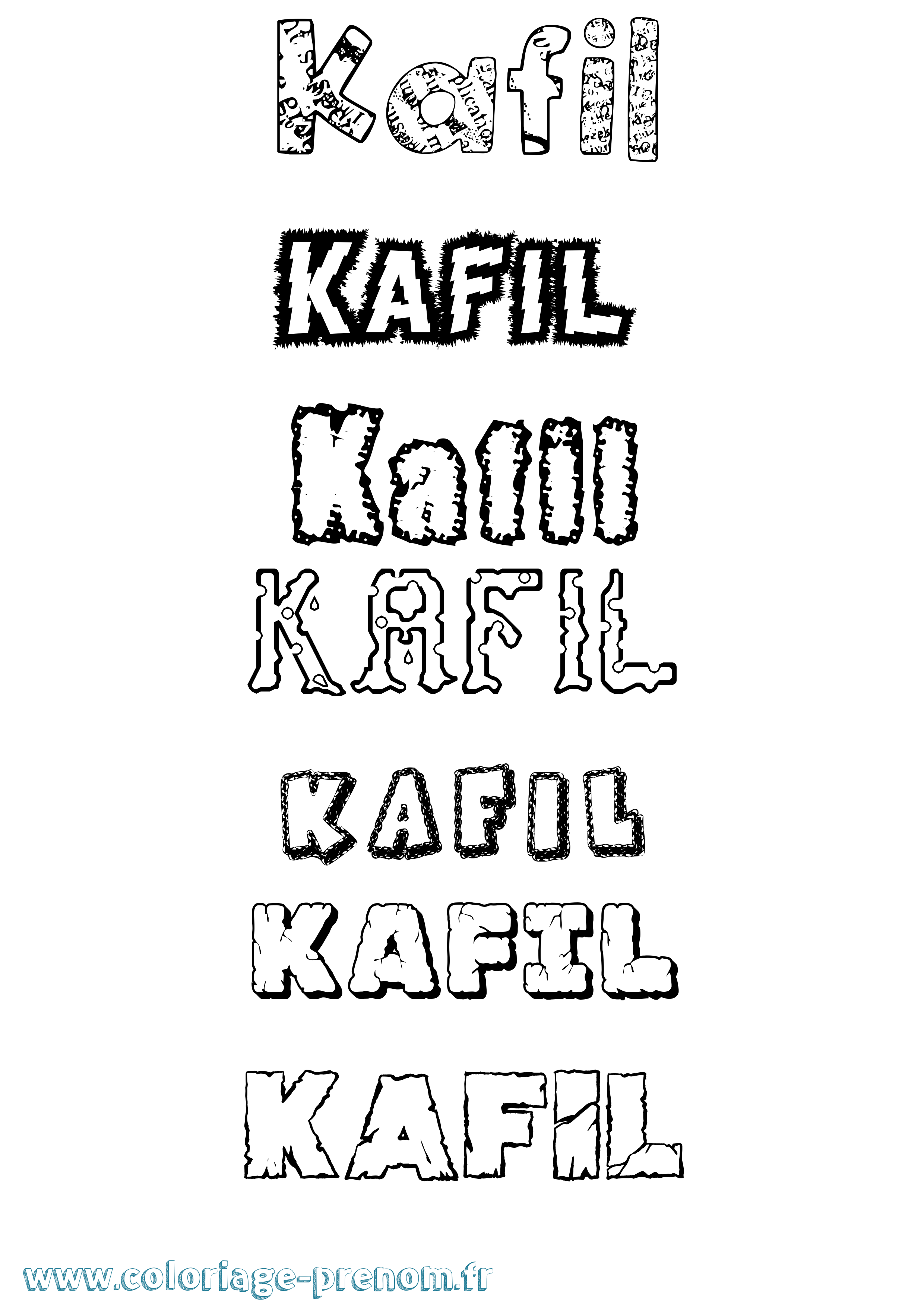 Coloriage Kafil Destructuré Coloriage prénom Kafil Destructuré