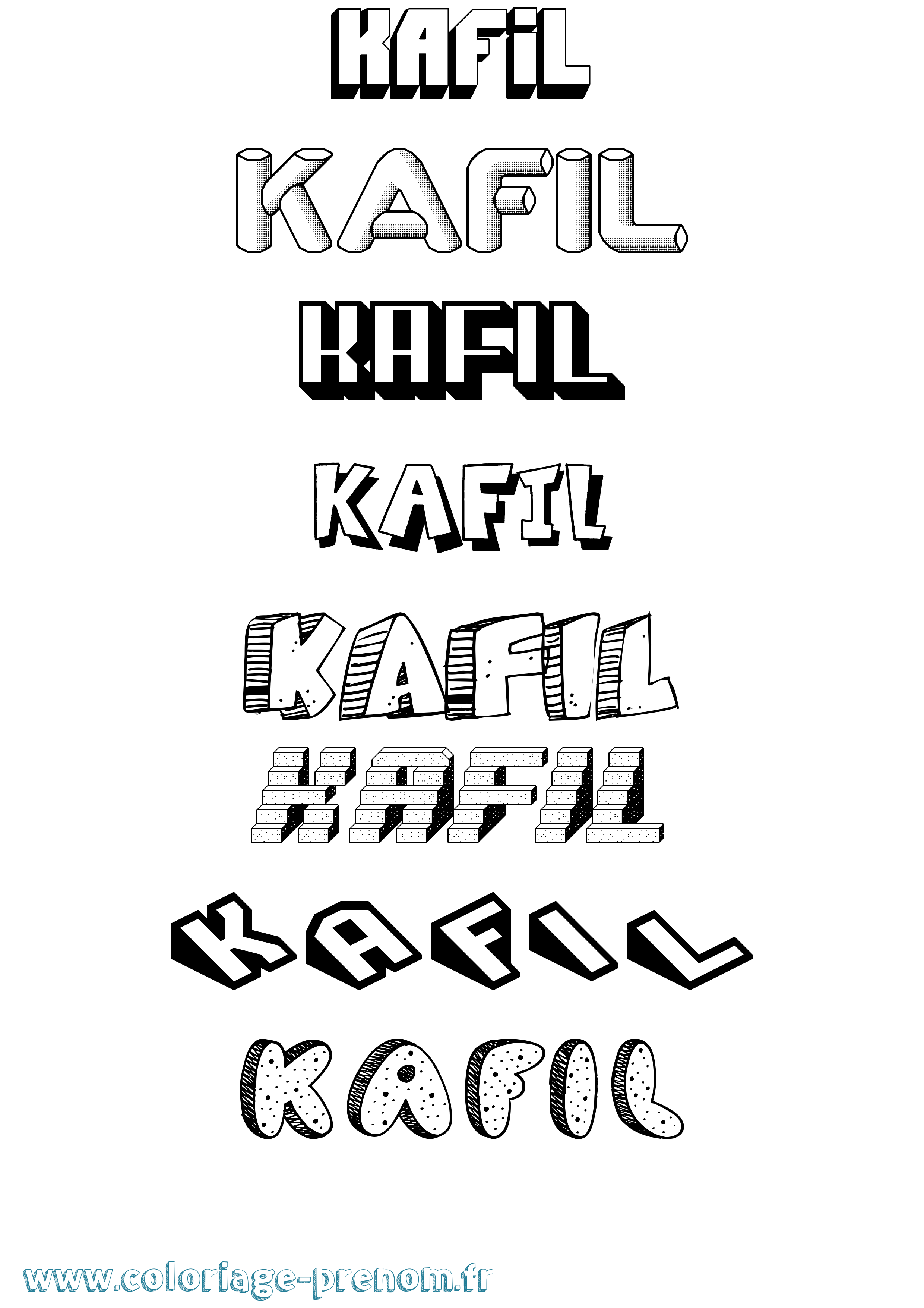 Coloriage Kafil Effet 3D Coloriage prénom Kafil Effet 3D
