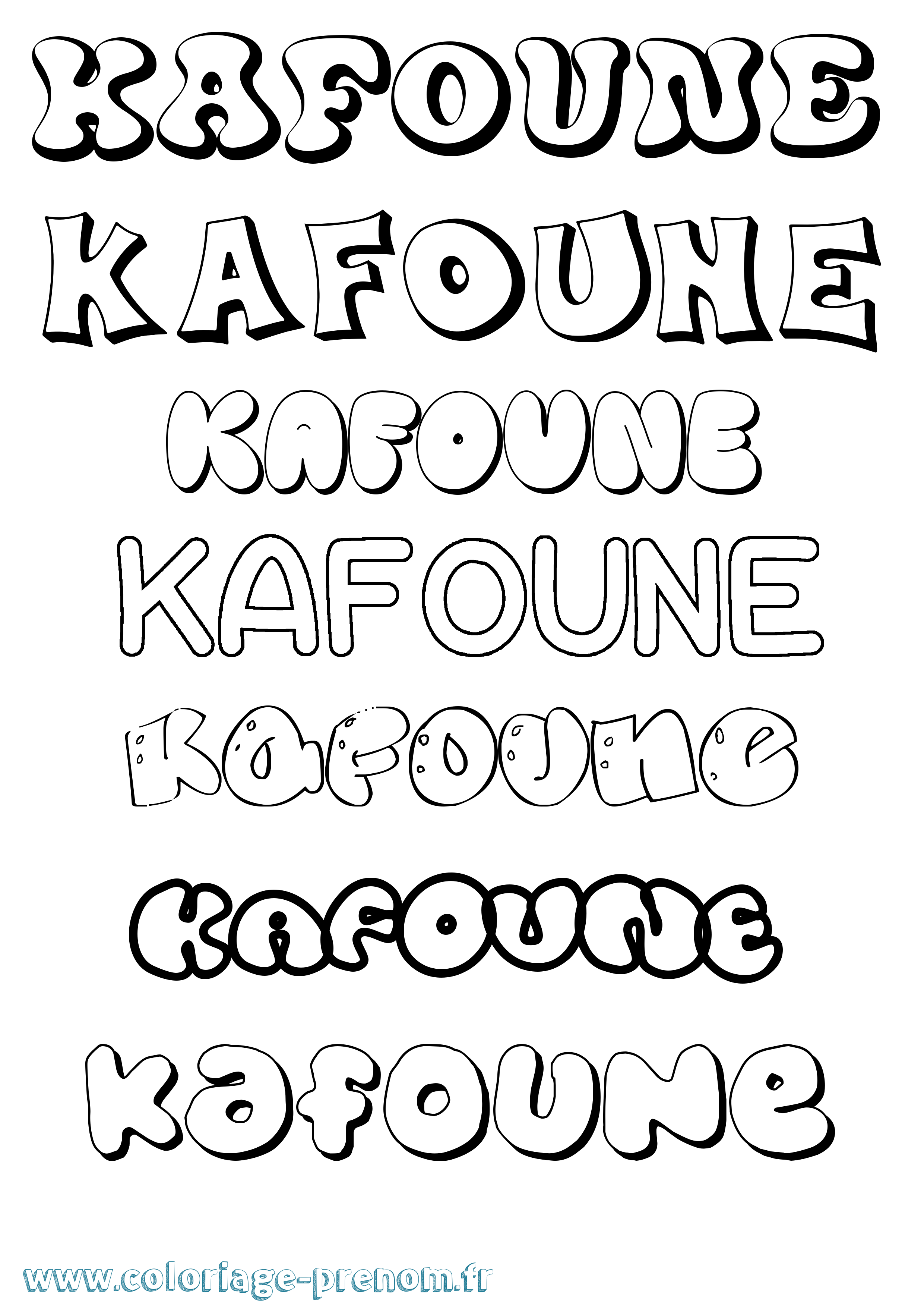 Coloriage Kafoune Bubble Coloriage prénom Kafoune Bubble