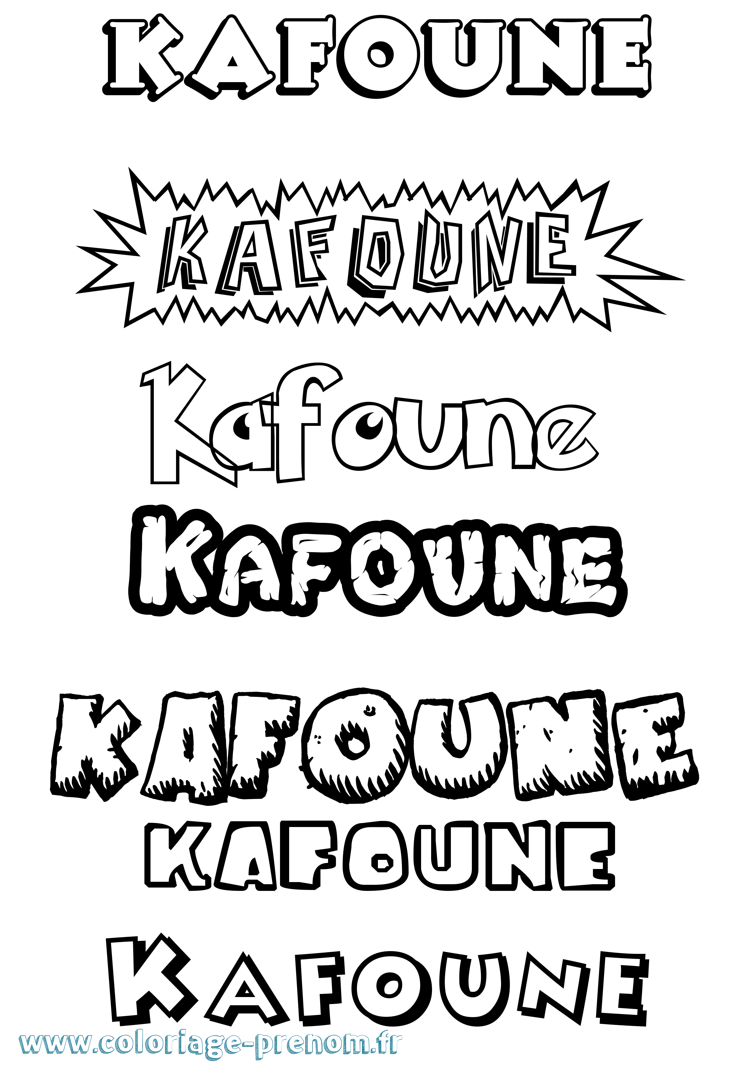 Coloriage Kafoune Dessin Animé Coloriage prénom Kafoune Dessin Animé