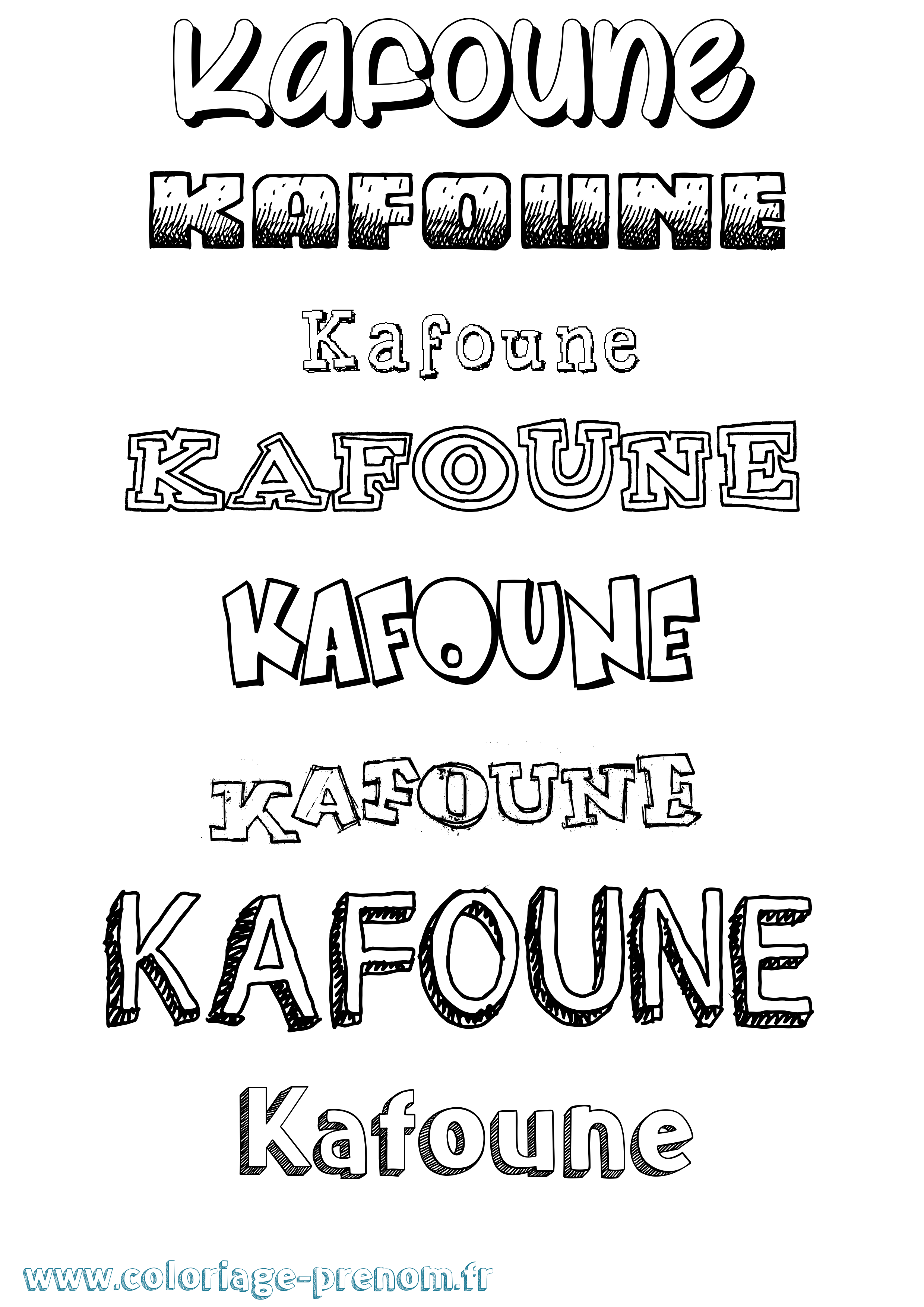 Coloriage Kafoune Dessiné Coloriage prénom Kafoune Dessiné