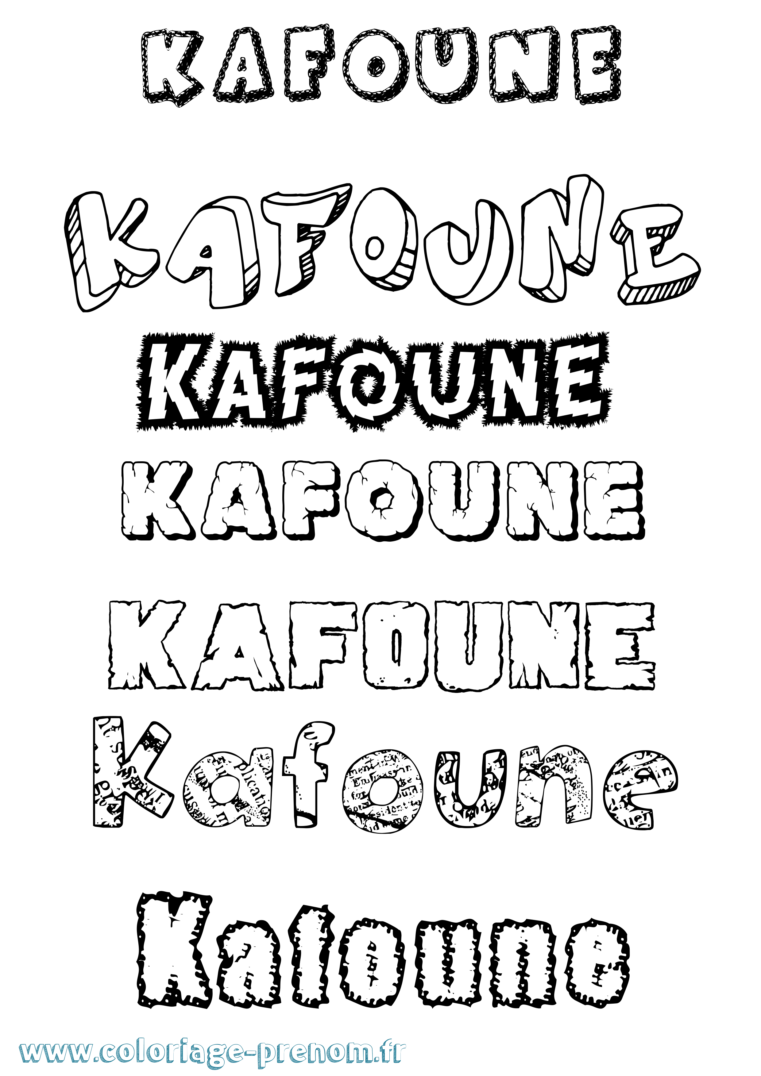 Coloriage Kafoune Destructuré Coloriage prénom Kafoune Destructuré