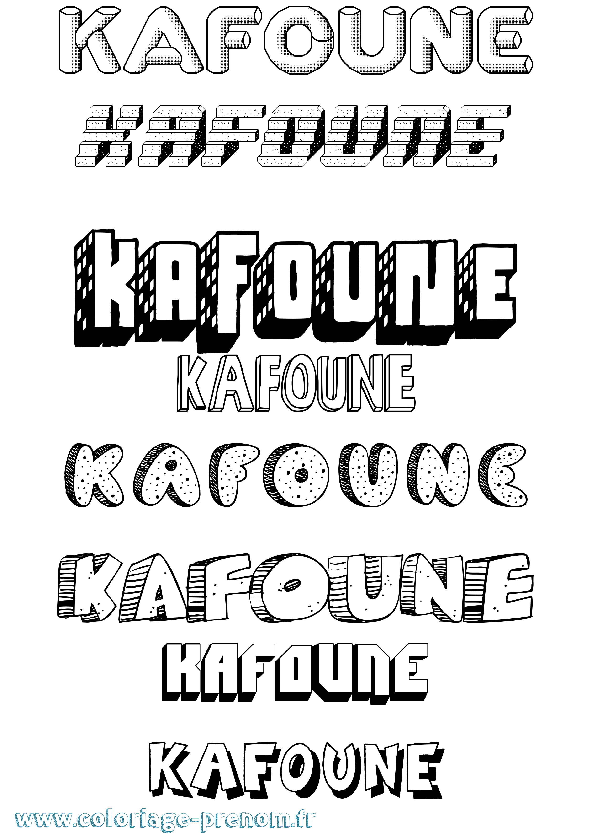 Coloriage Kafoune Effet 3D Coloriage prénom Kafoune Effet 3D