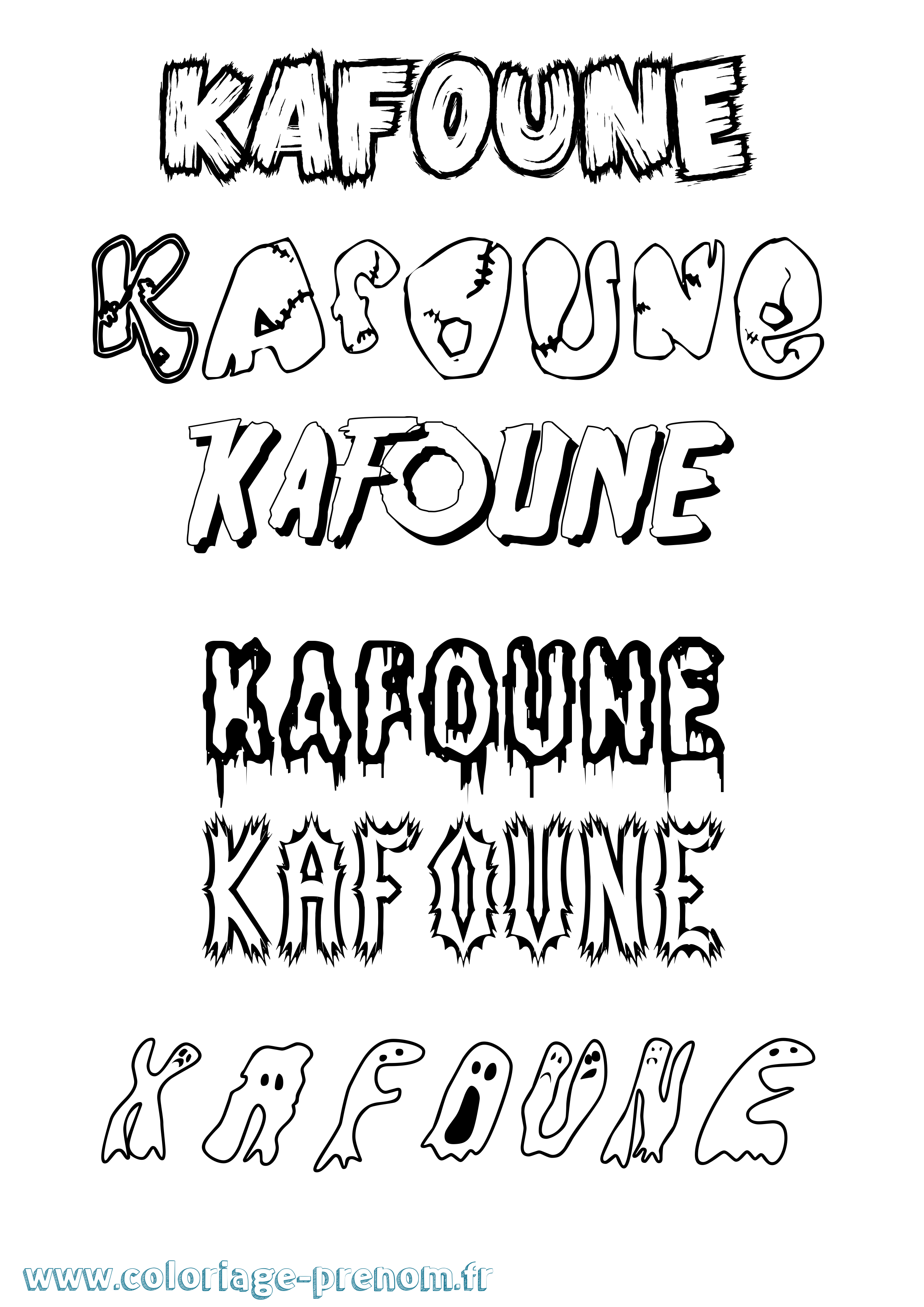 Coloriage Kafoune Frisson Coloriage prénom Kafoune Frisson