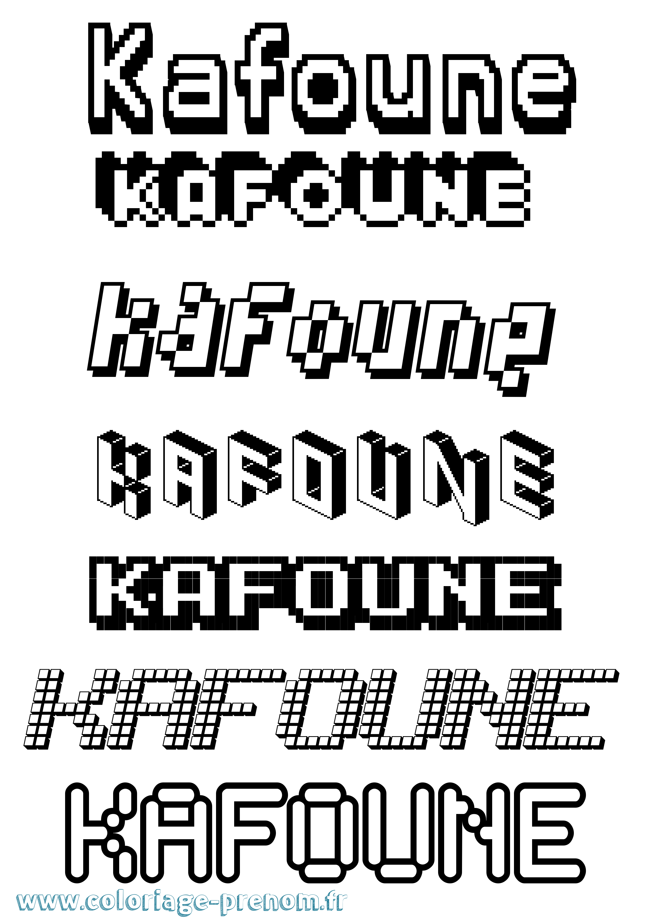 Coloriage Kafoune Pixel Coloriage prénom Kafoune Pixel