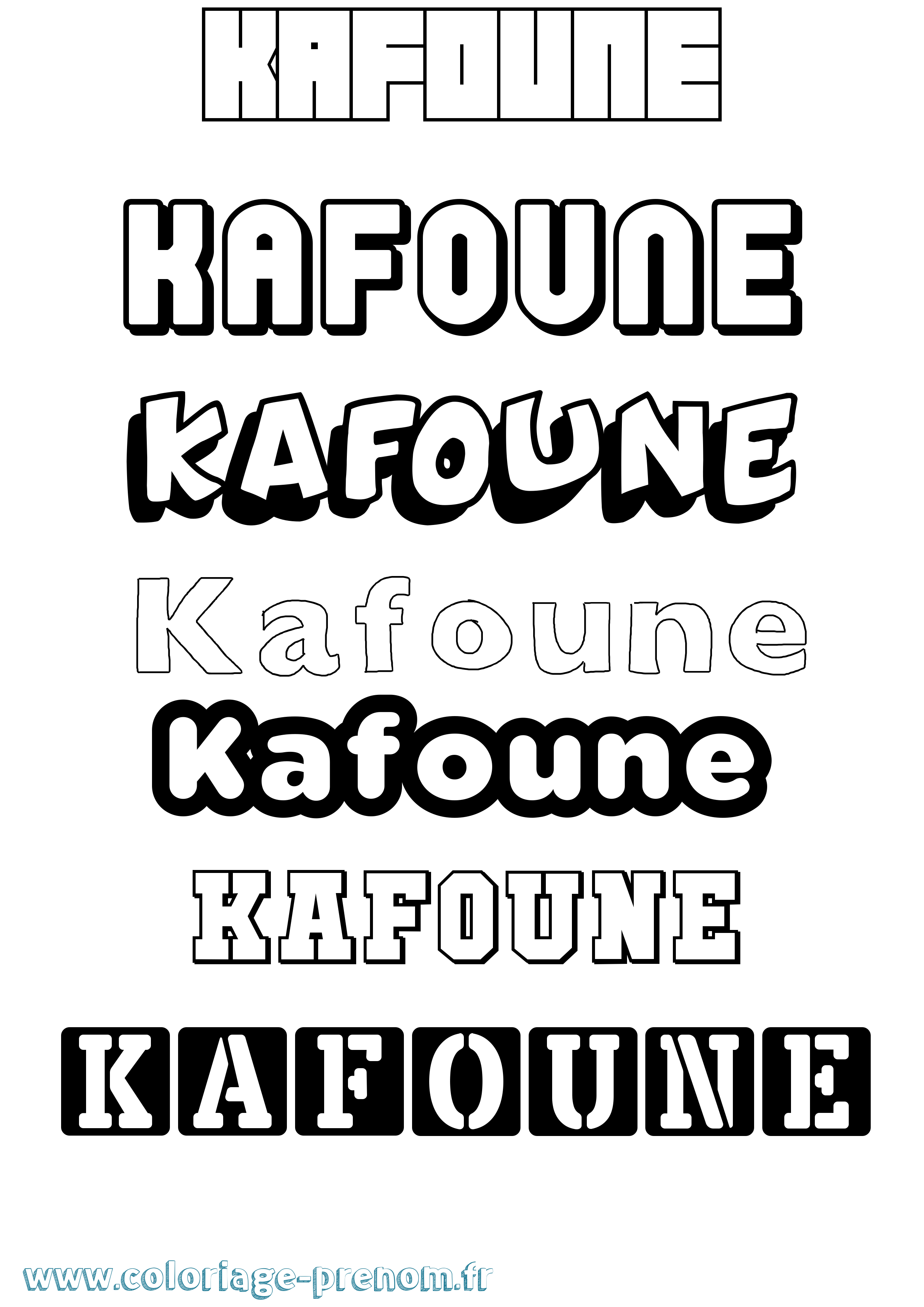 Coloriage Kafoune Simple Coloriage prénom Kafoune Simple