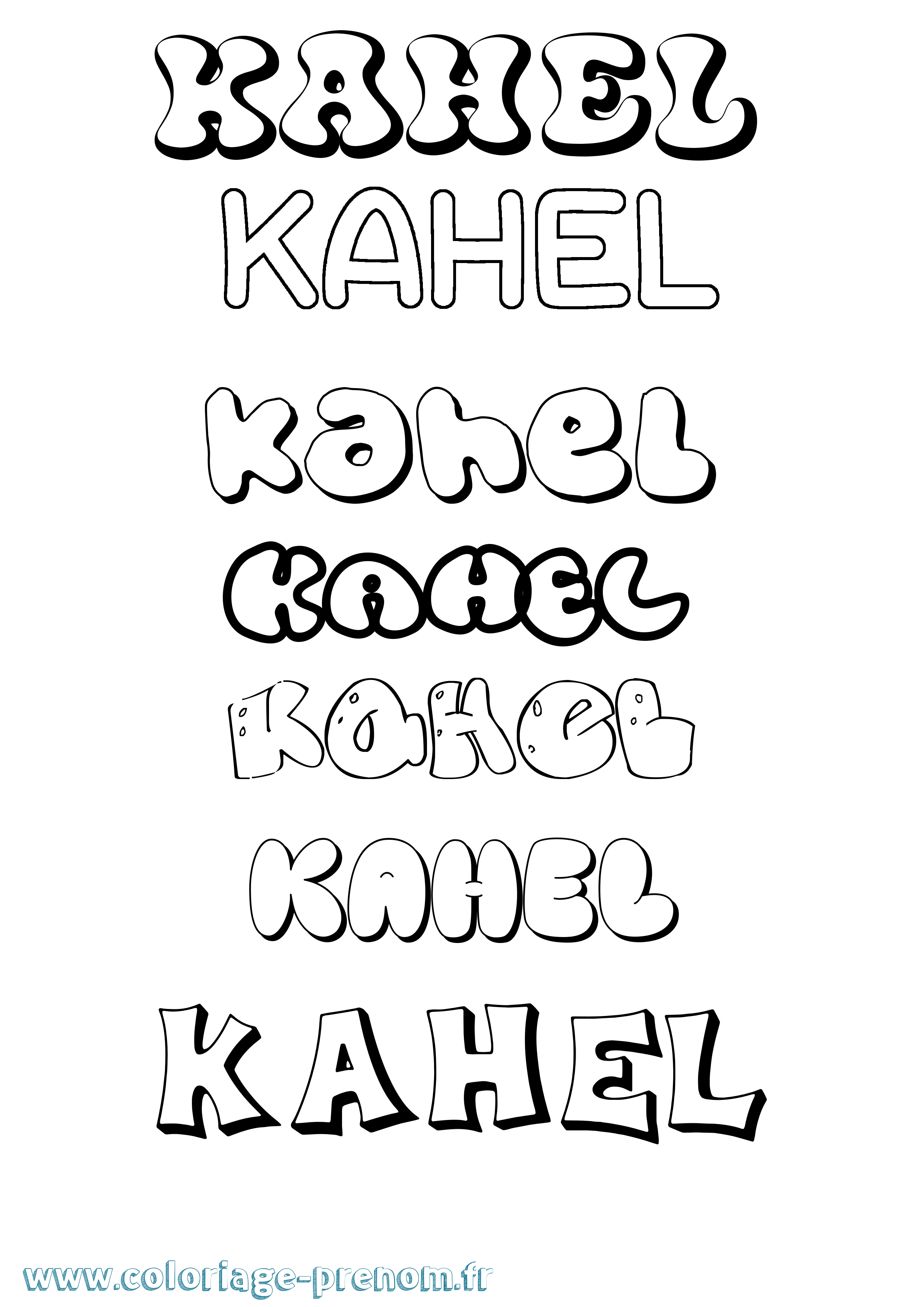 Coloriage Kahel Bubble Coloriage prénom Kahel Bubble