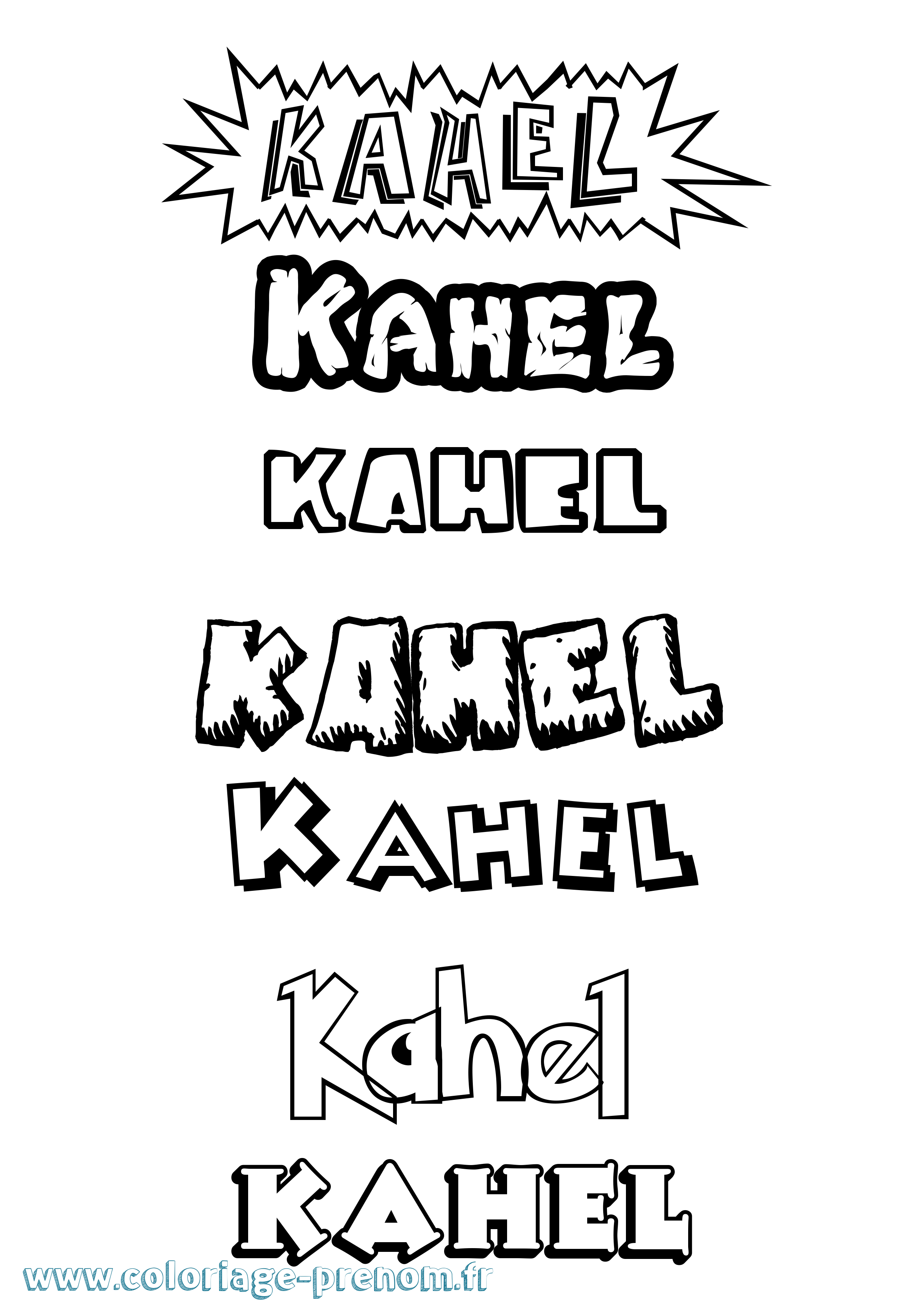 Coloriage Kahel Dessin Animé Coloriage prénom Kahel Dessin Animé